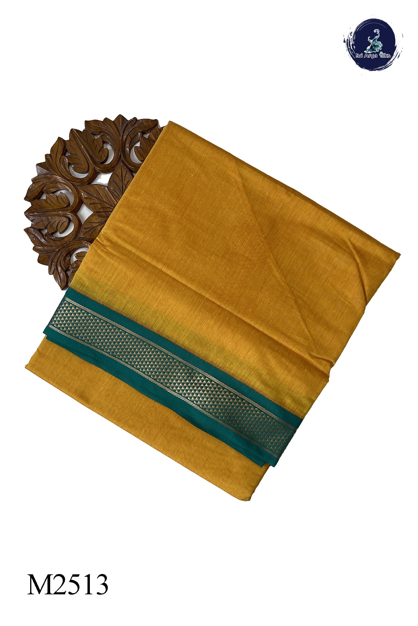 Yellow Madisar Semi Silk Cotton Saree With Plain Pattern