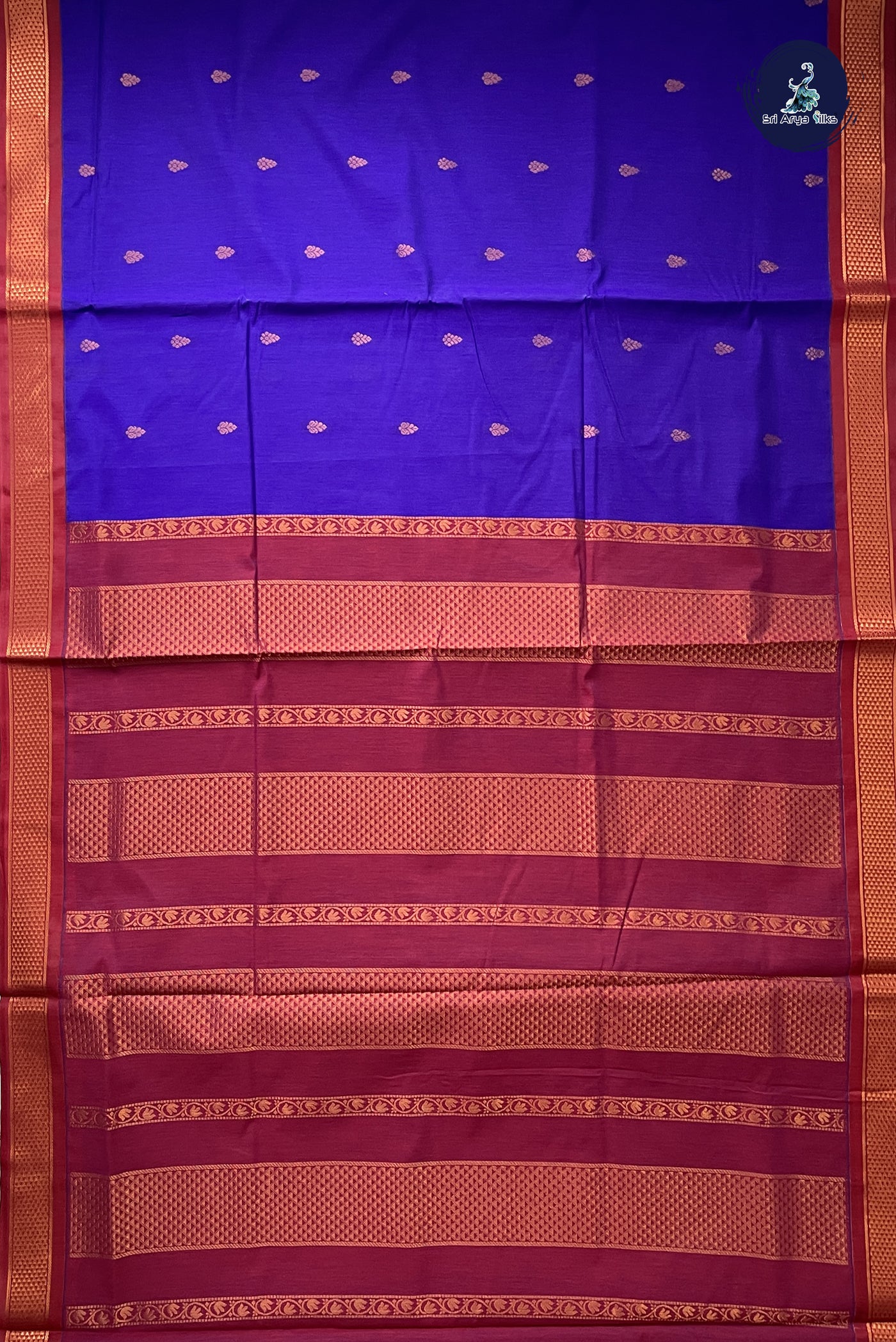 Violet Madisar Semi Silk Cotton Saree With Zari Buttas Pattern