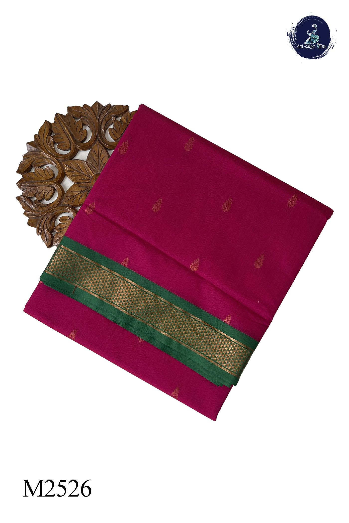 Rani Pink Madisar Semi Silk Cotton Saree With Zari Buttas Pattern