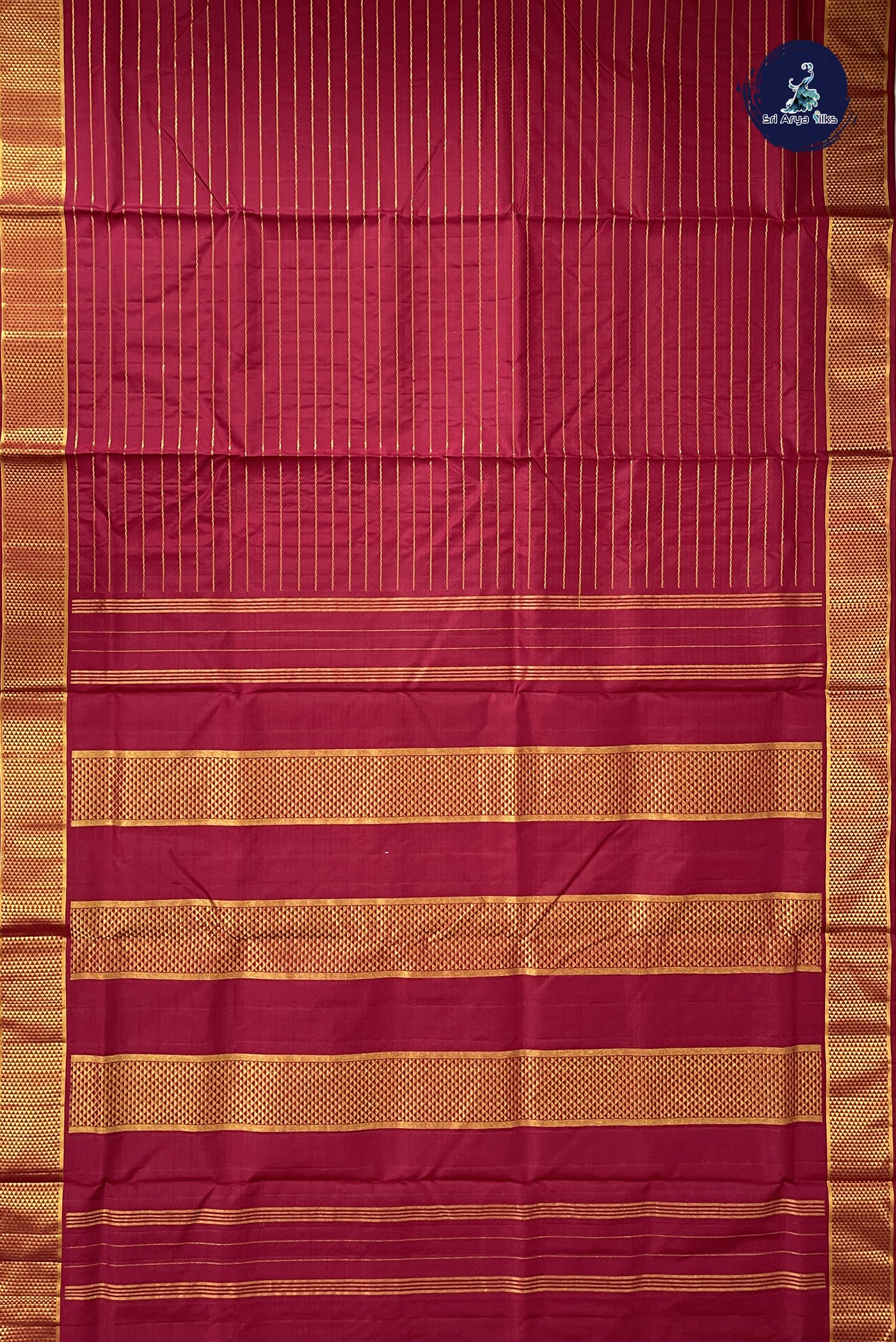 Arakku 10 Yards Bridal Saree With Veldhari Stripes Pattern