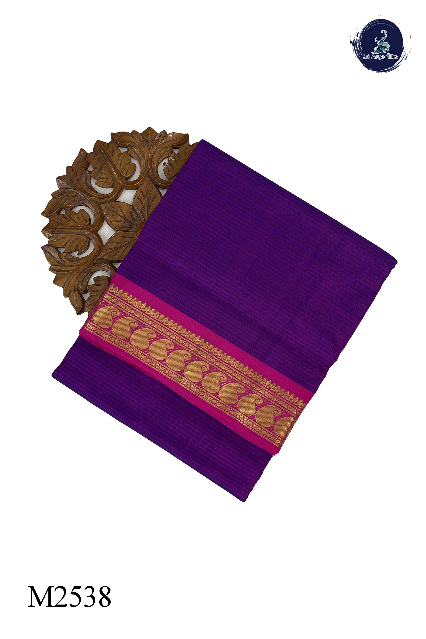 Dual Tone Purple 10 Yards Bridal Saree With Doria Lines Pattern