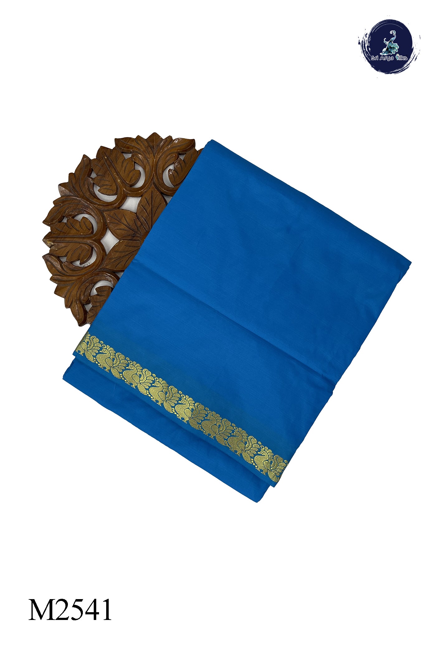 Copper Sulphate Blue Madisar Semi Silk Saree With Plain Pattern