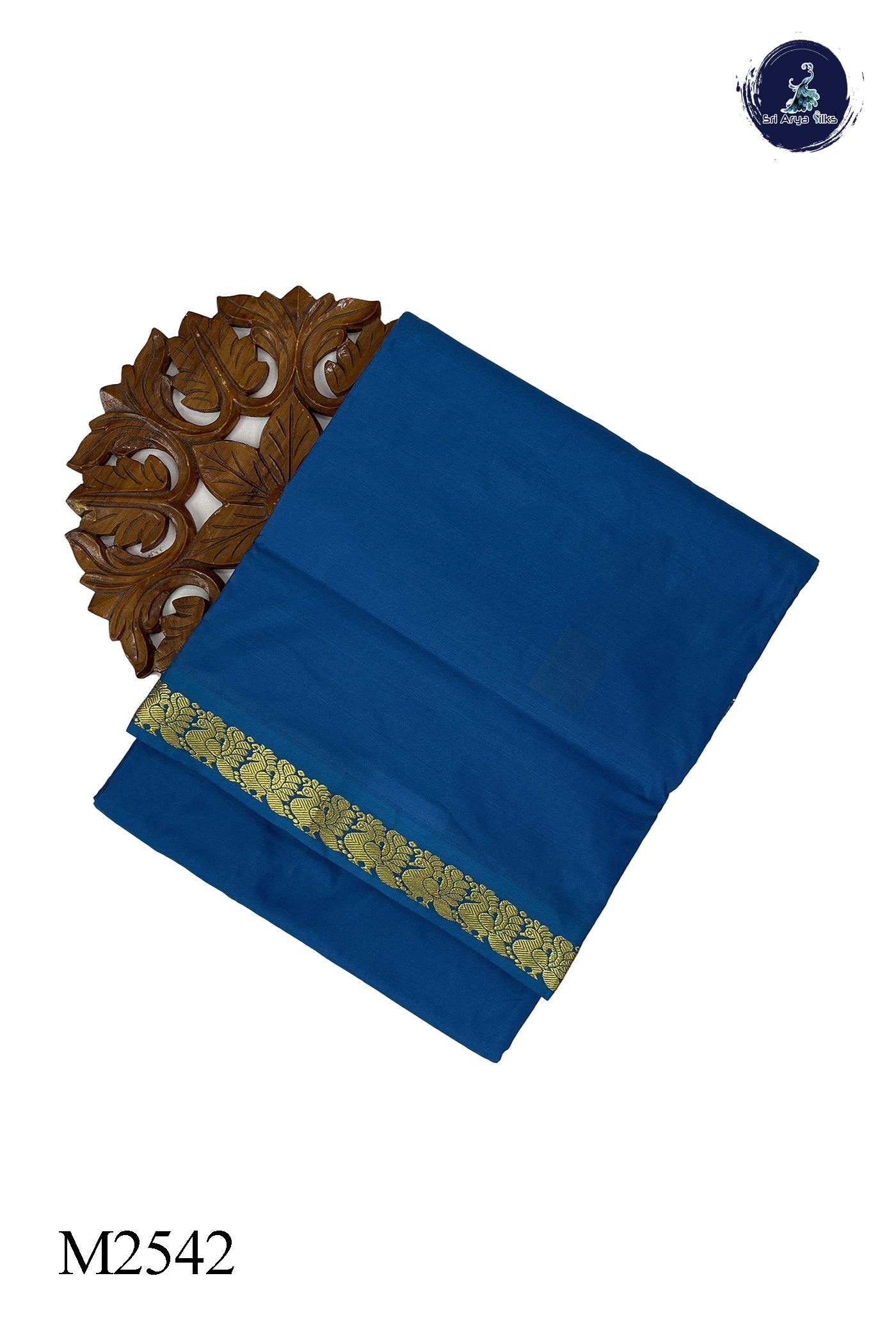 Blue Madisar Semi Silk Saree With Plain Pattern