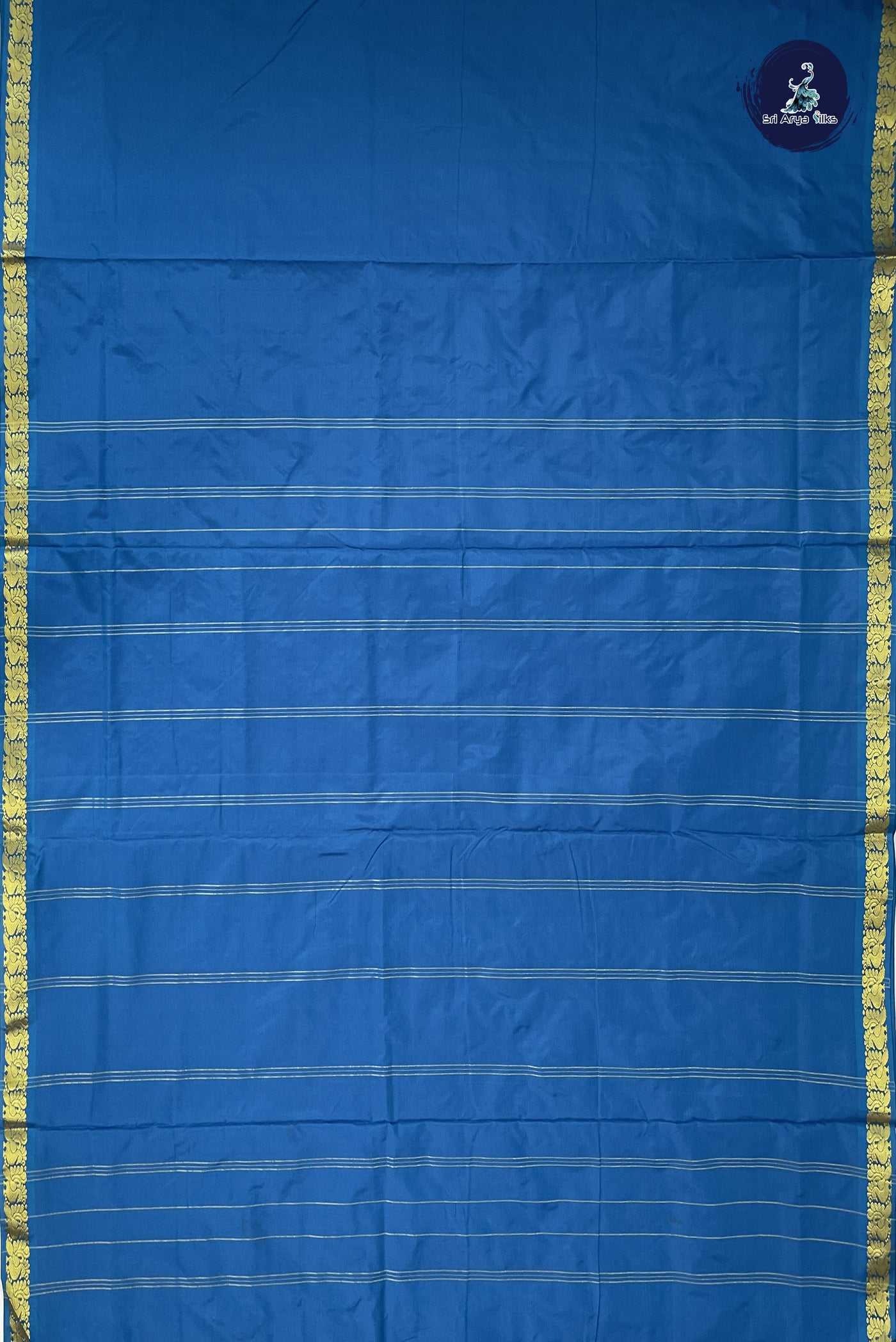 Blue Madisar Semi Silk Saree With Plain Pattern