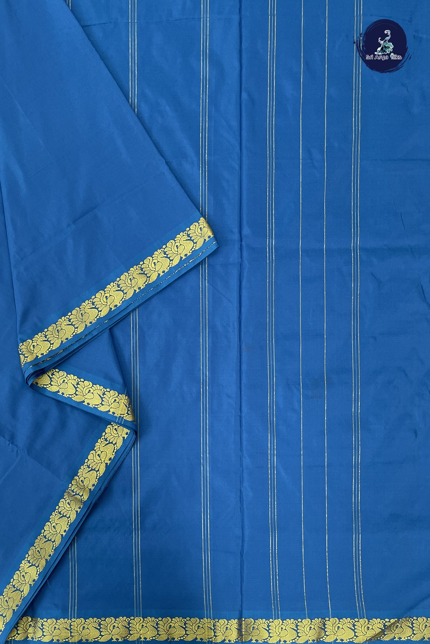 Blue Madisar Semi Silk Saree With Plain Pattern