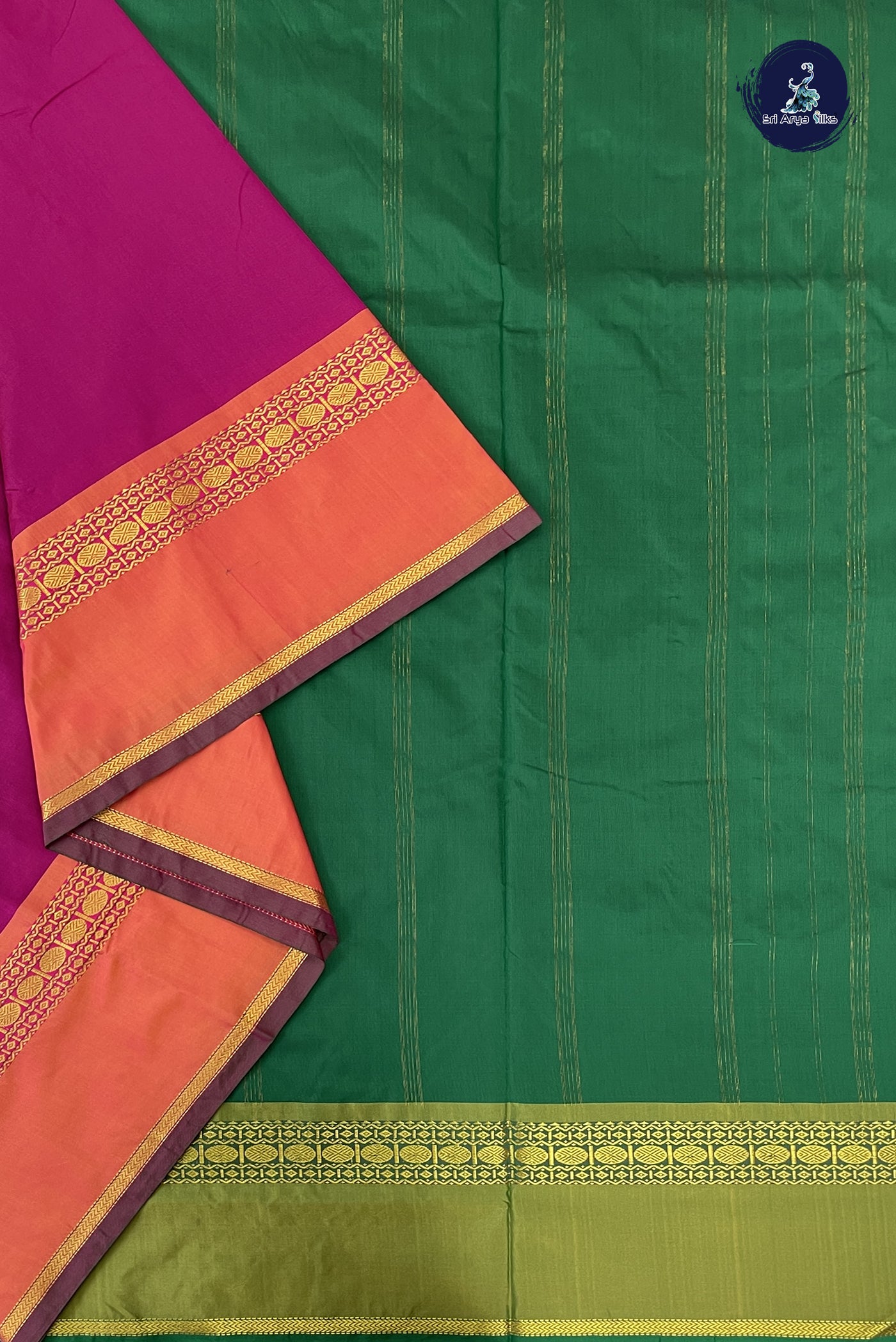 Rani Pink Madisar Semi Silk Saree With Plain Pattern