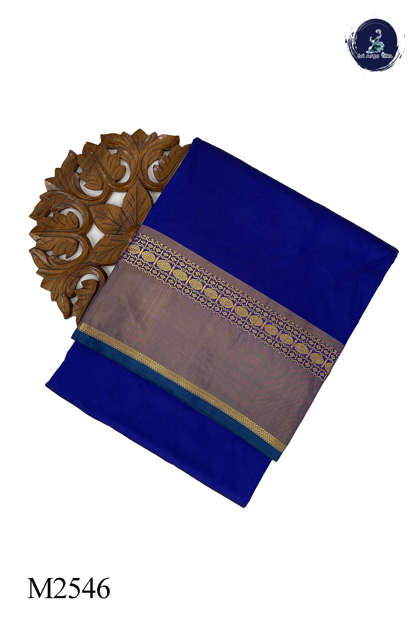 MS Blue Madisar Semi Silk Saree With Plain Pattern