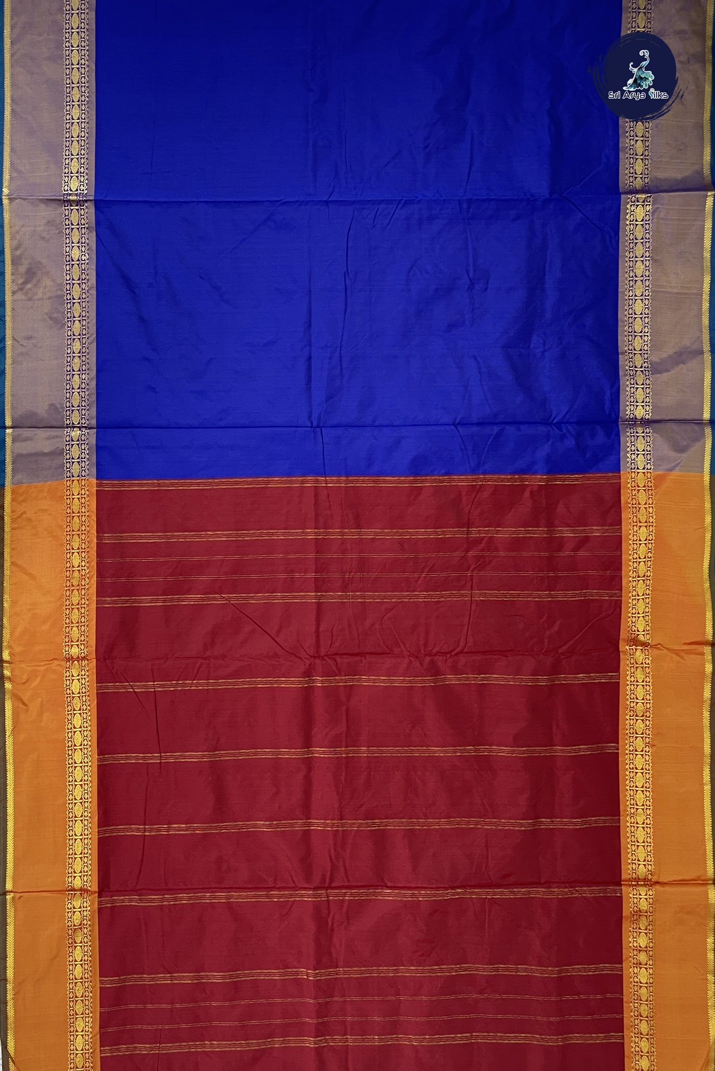 MS Blue Madisar Semi Silk Saree With Plain Pattern