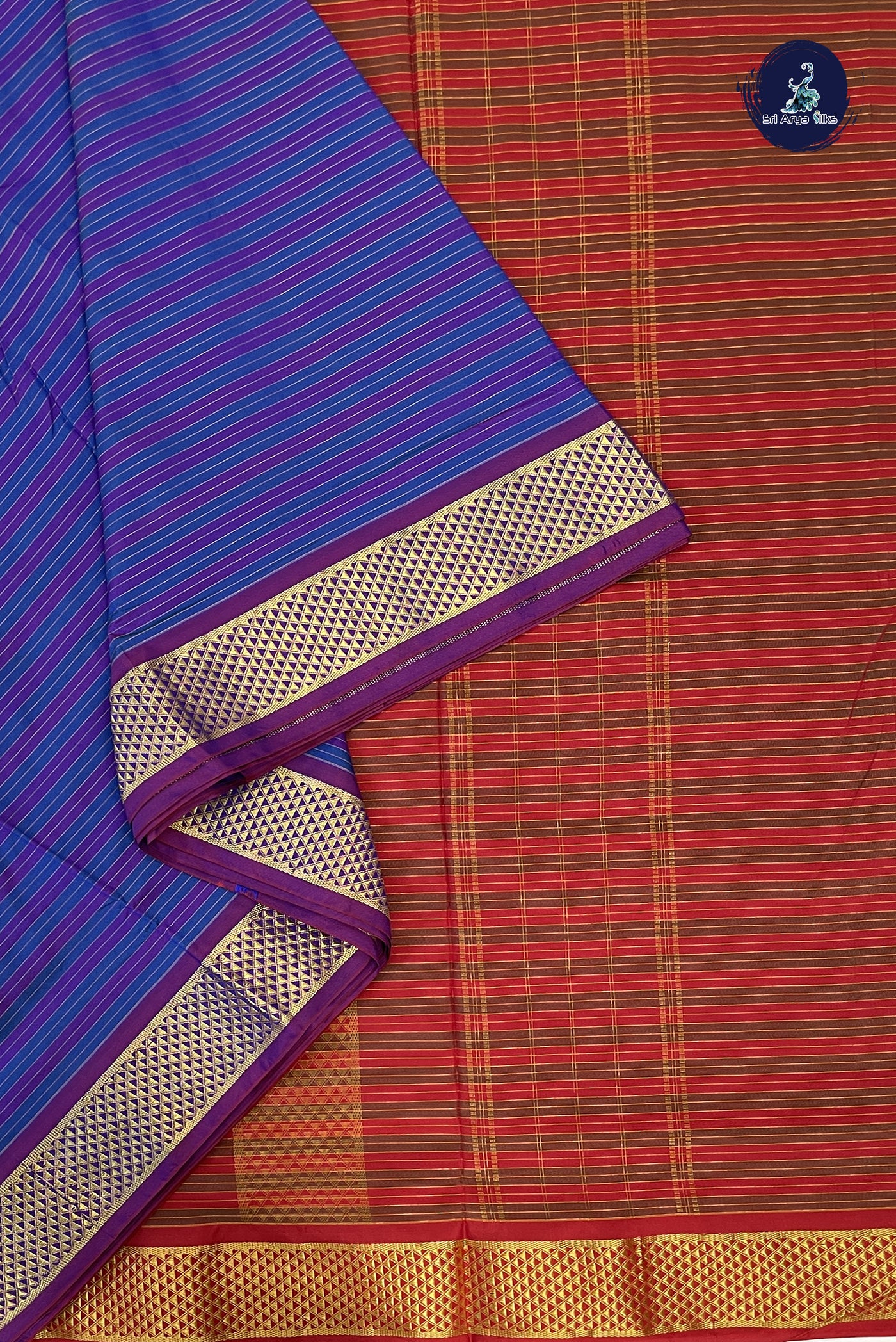 Multi Colour Madisar Semi Silk Saree With Stripes Pattern