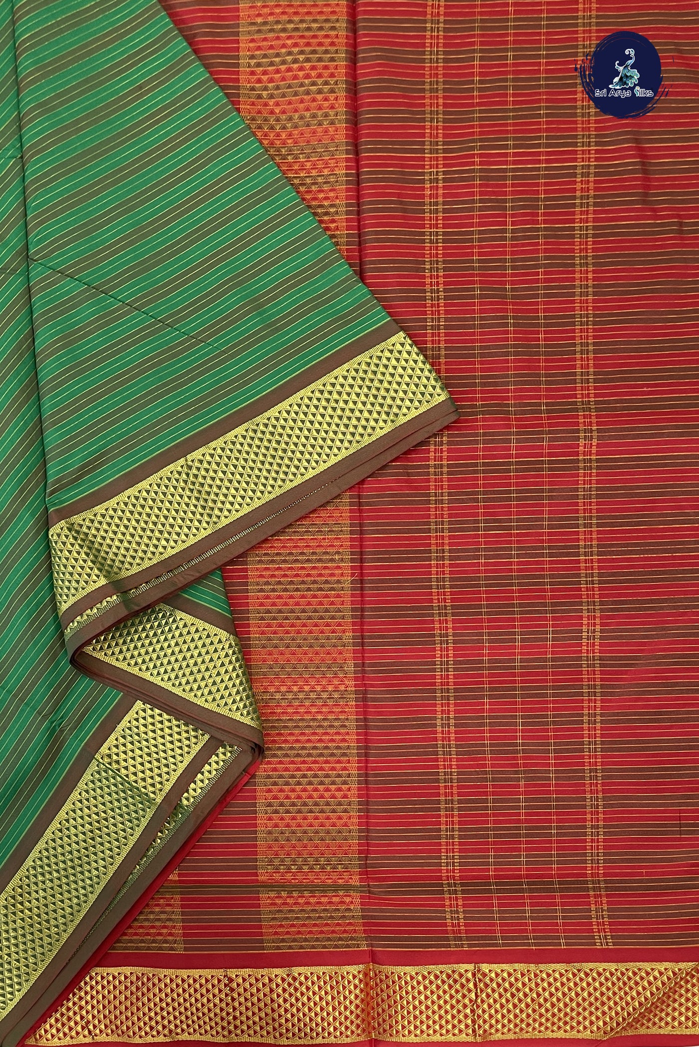 Multi Colour Madisar Semi Silk Saree With Stripes Pattern