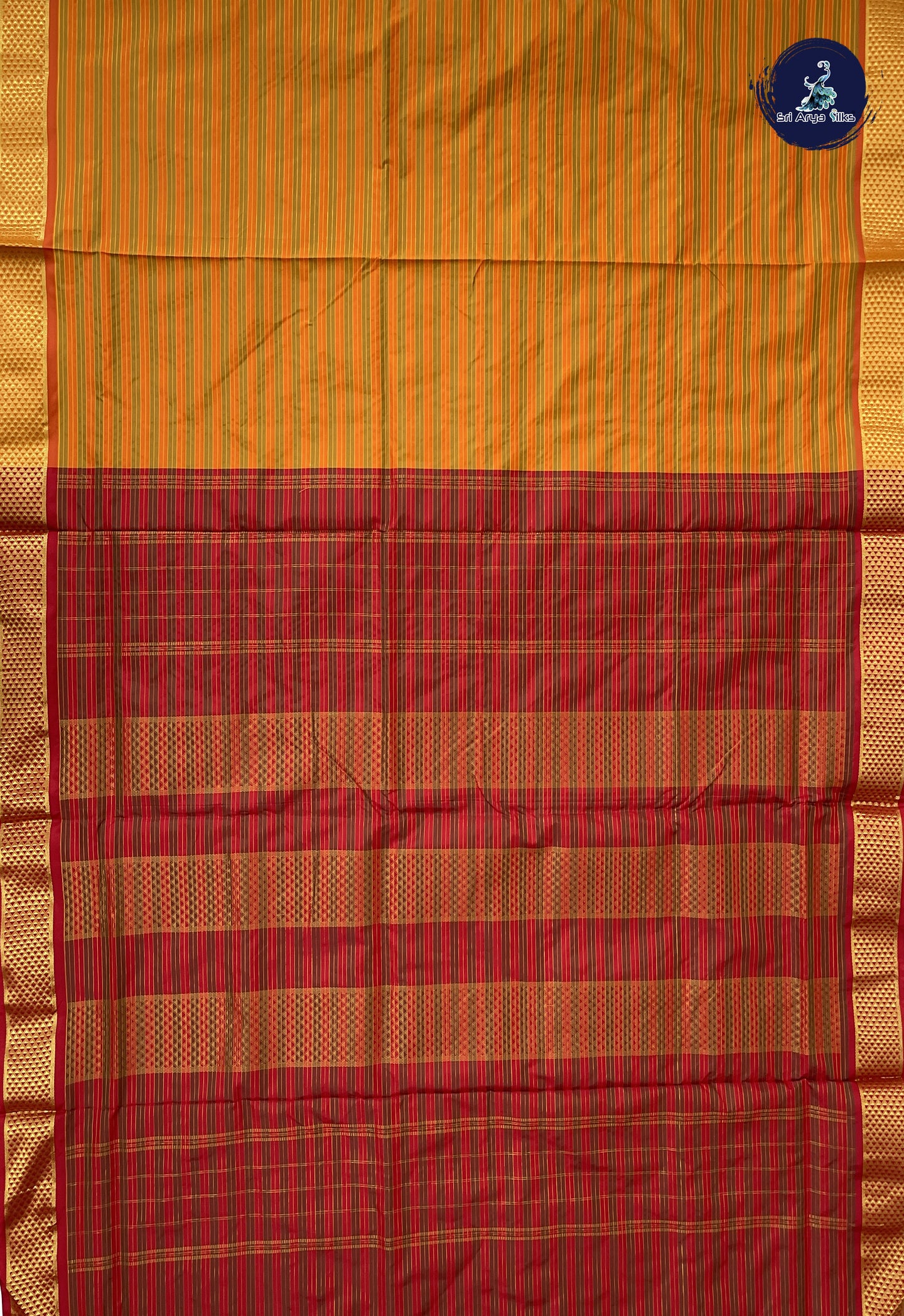 Multi Colour Madisar Semi Silk Saree With Stripes Pattern