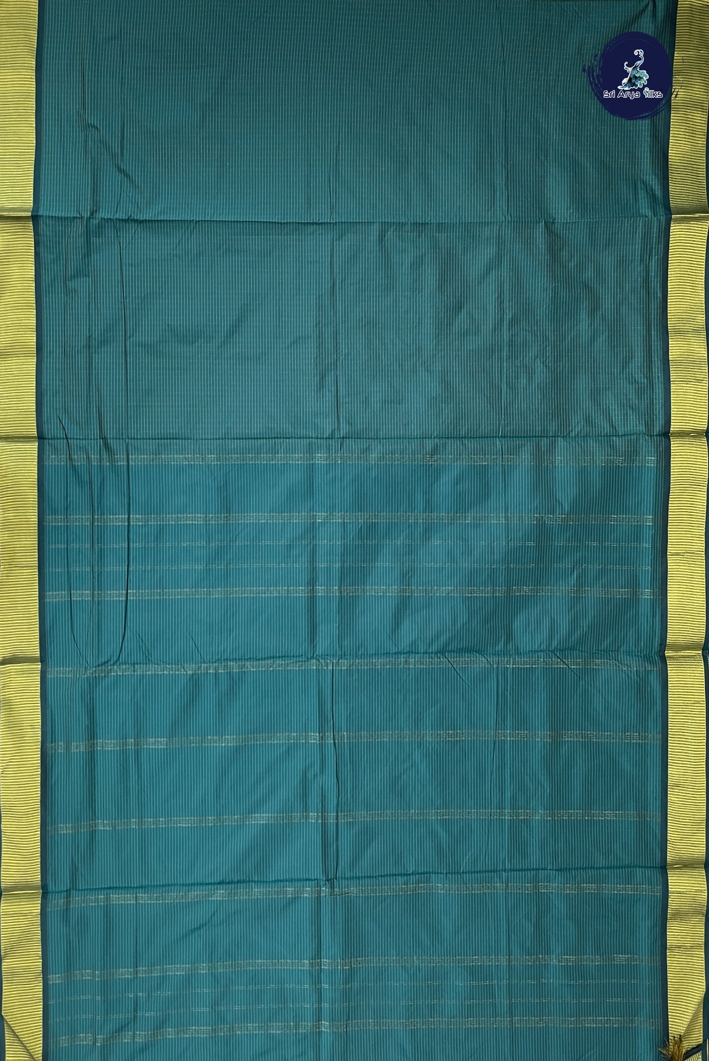 Sapphire Green Madisar Semi Silk Saree With Checked Pattern