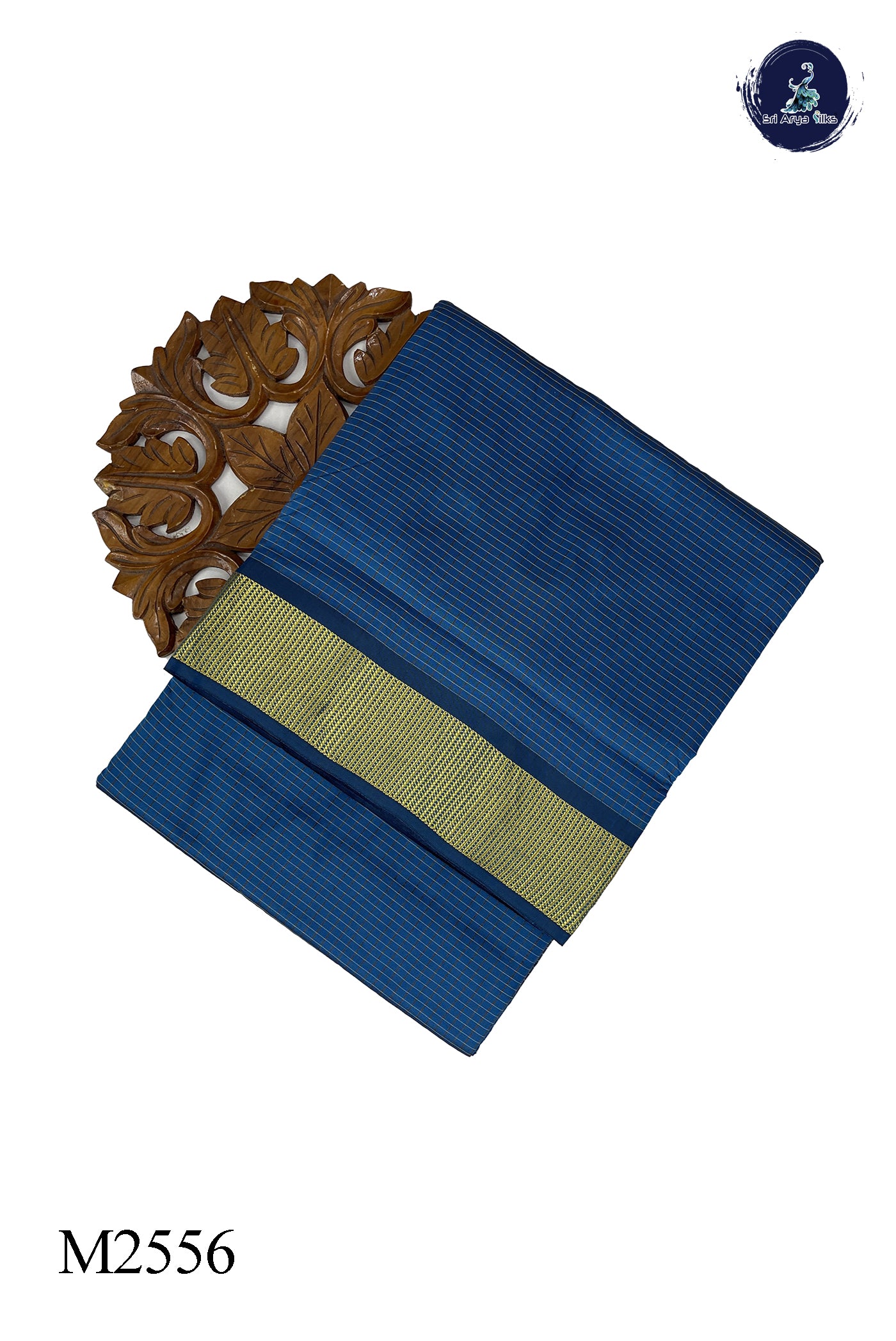 Blue Madisar Semi Silk Saree With Checked Pattern