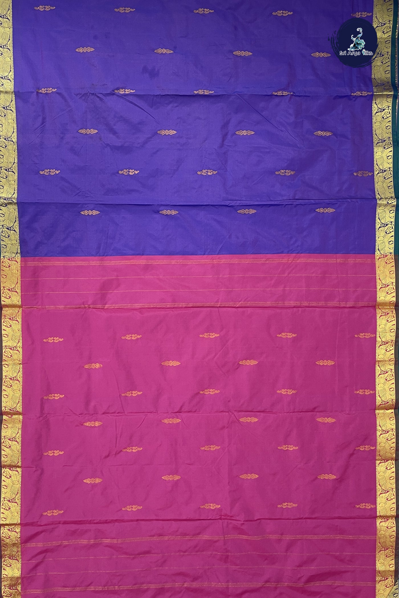 Dual Tone Violet Madisar Semi Silk Saree With Zari Buttas Pattern