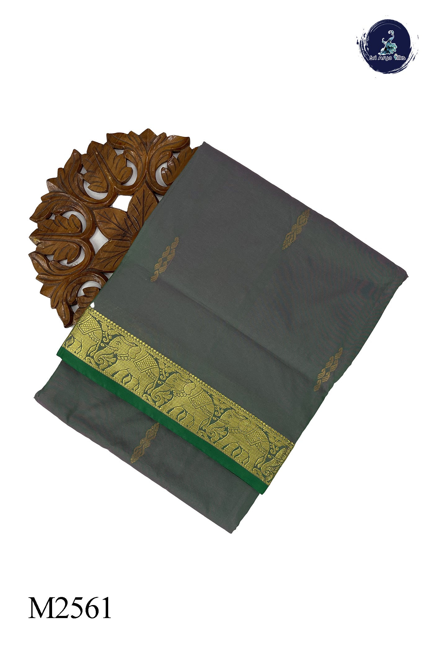 Dual Tone Green Madisar Semi Silk Saree With Zari Buttas Pattern