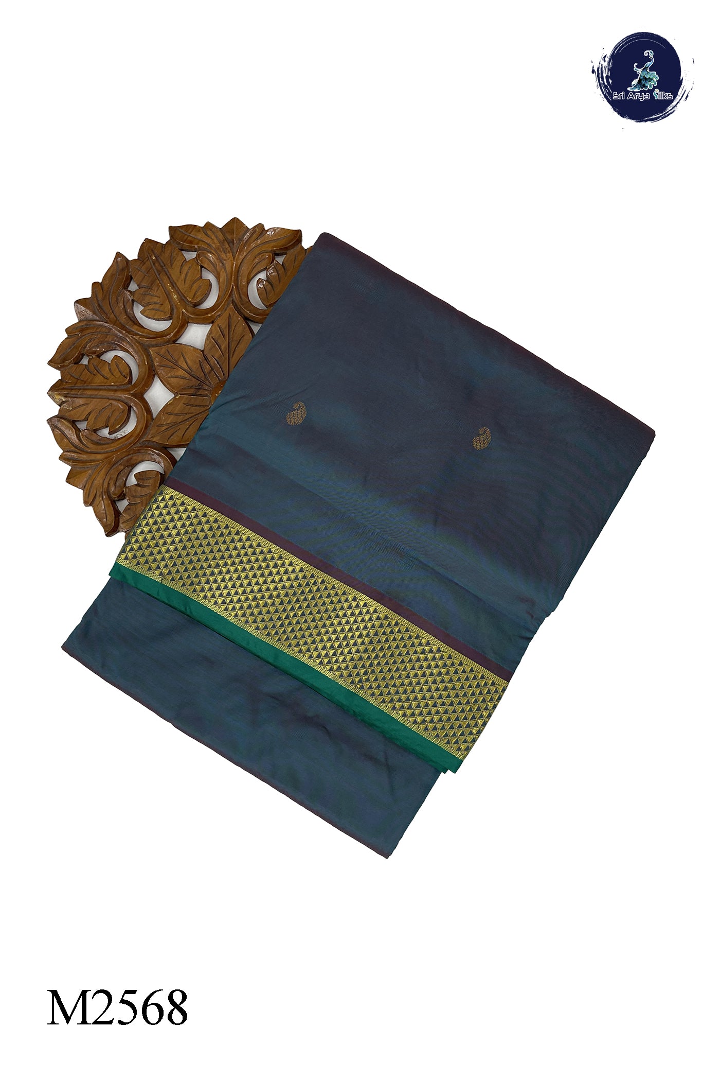 Dual Tone Green Madisar Semi Silk Saree With Zari Buttas Pattern