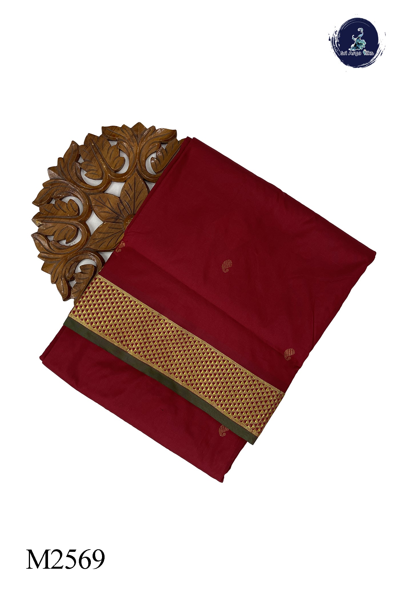 Maroon Madisar Semi Silk Saree With Zari Buttas Pattern