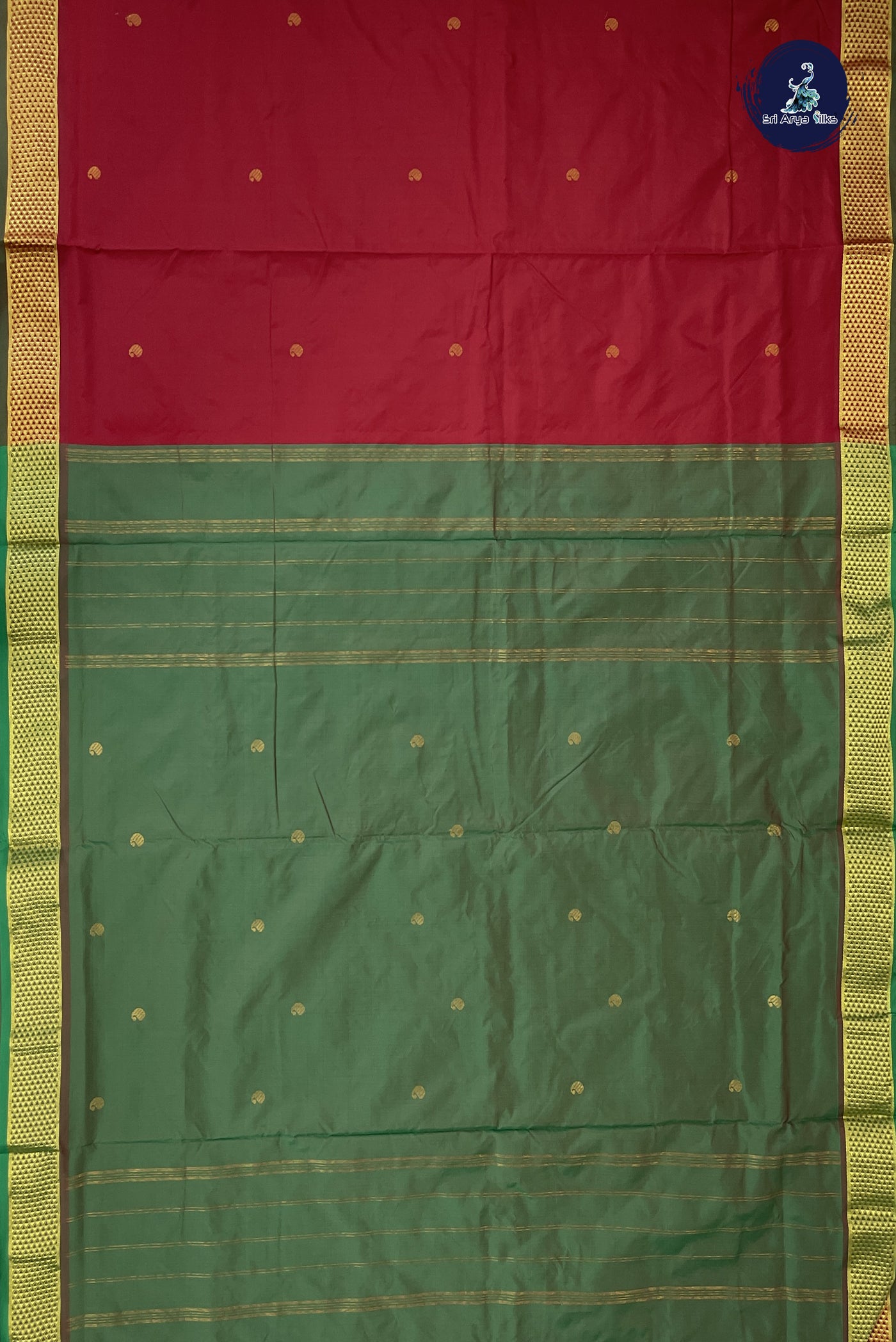 Maroon Madisar Semi Silk Saree With Zari Buttas Pattern