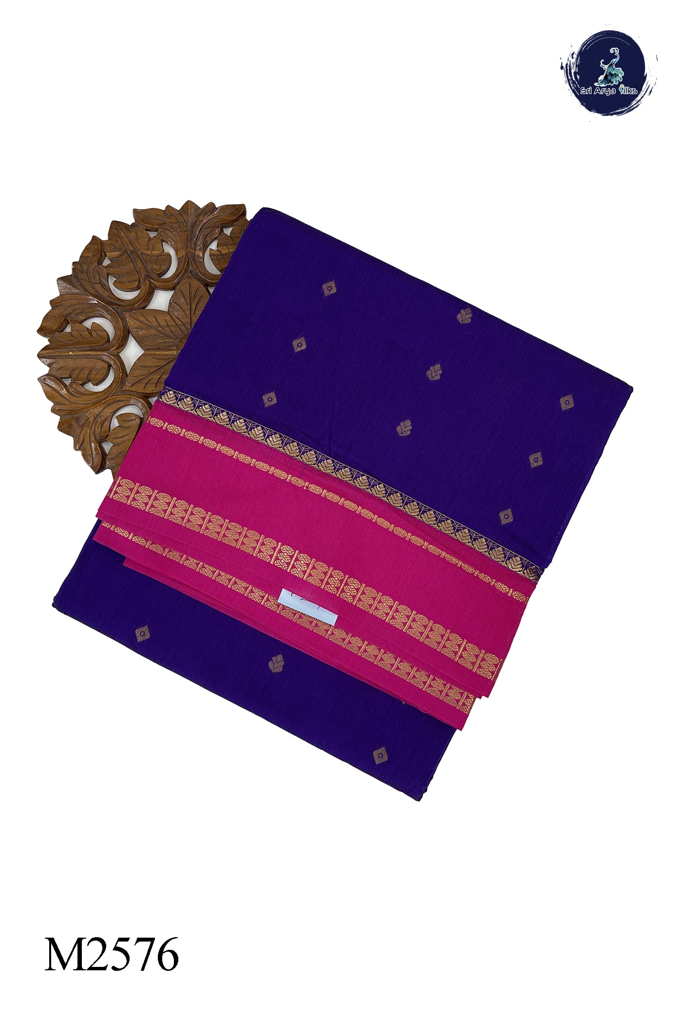 Violet Madisar Semi Silk Cotton Saree With Zari Buttas Pattern