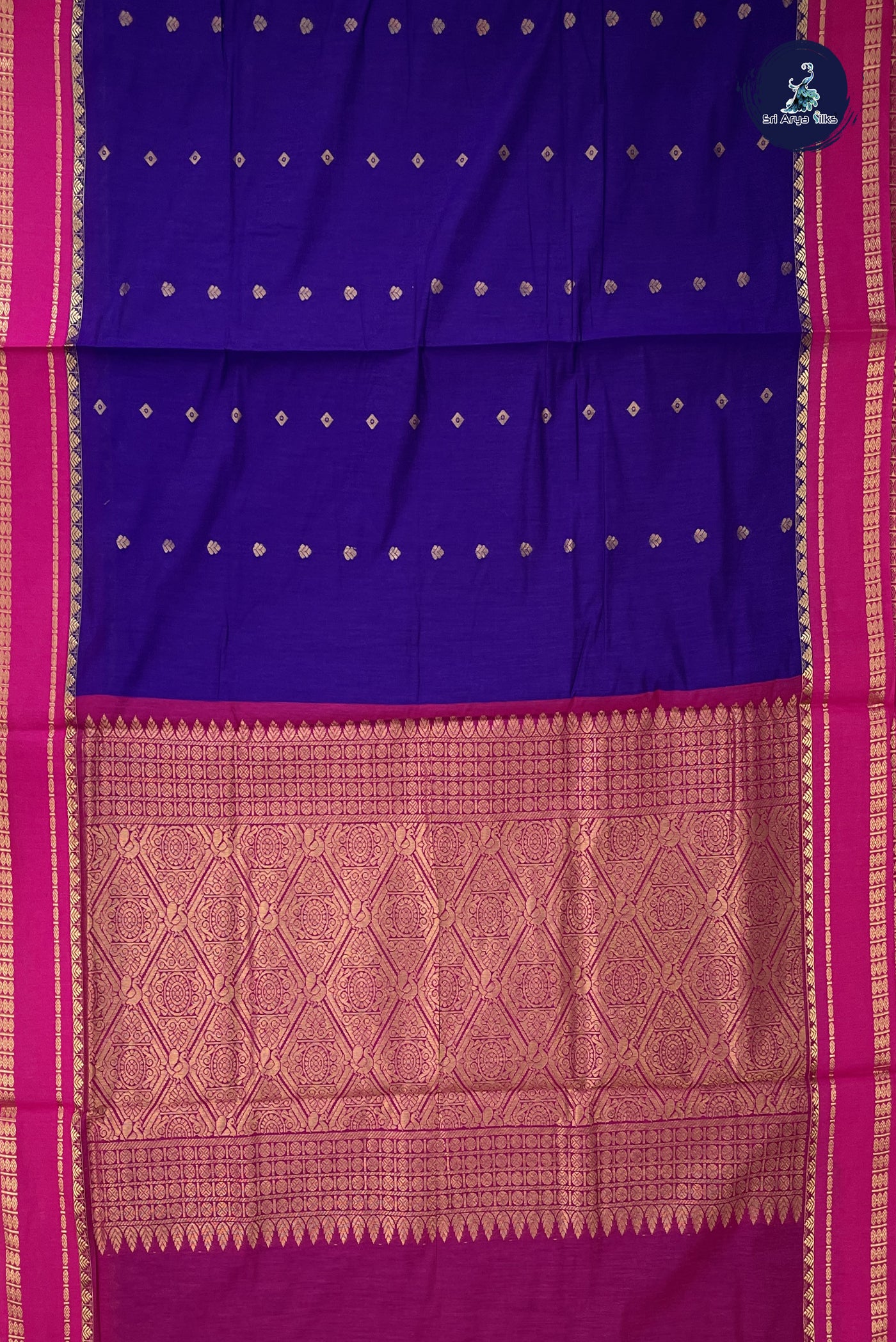 Violet Madisar Semi Silk Cotton Saree With Zari Buttas Pattern