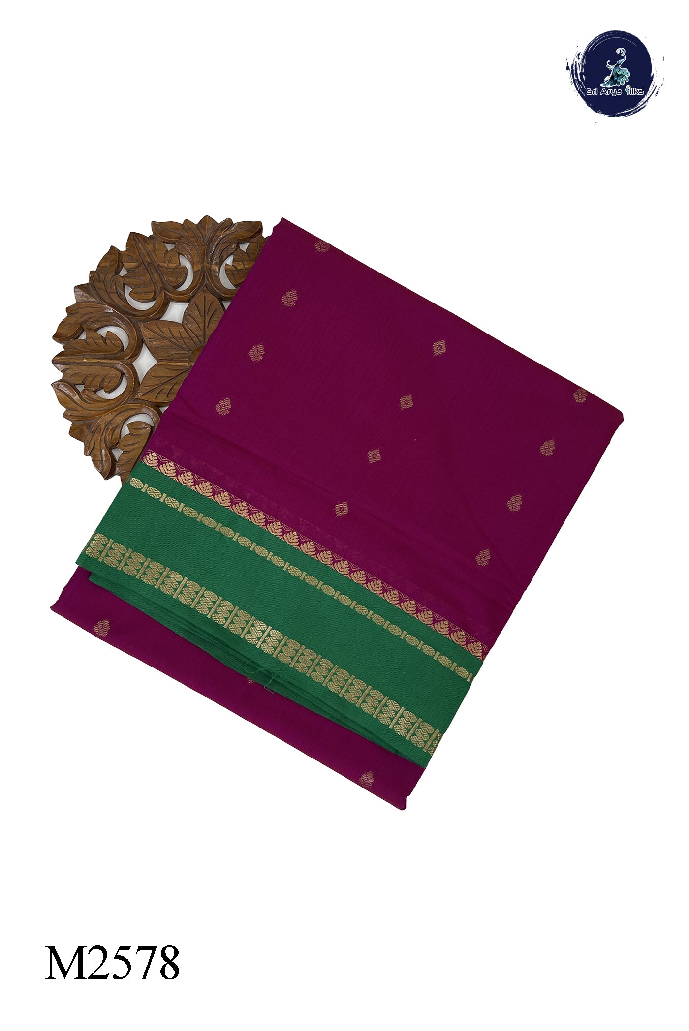 Purple Madisar Semi Silk Cotton Saree With Zari Buttas Pattern