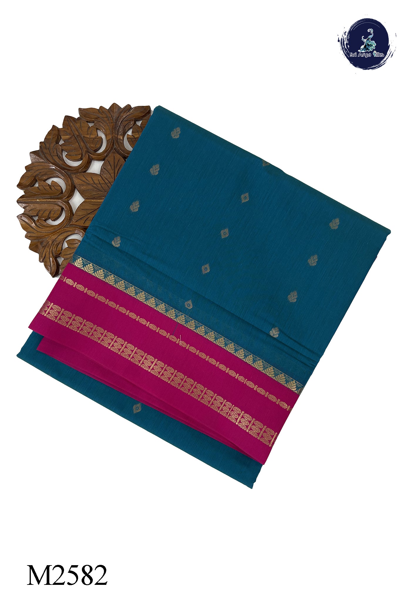 Sapphire Blue Madisar Semi Silk Cotton Saree With Zari Buttas Pattern