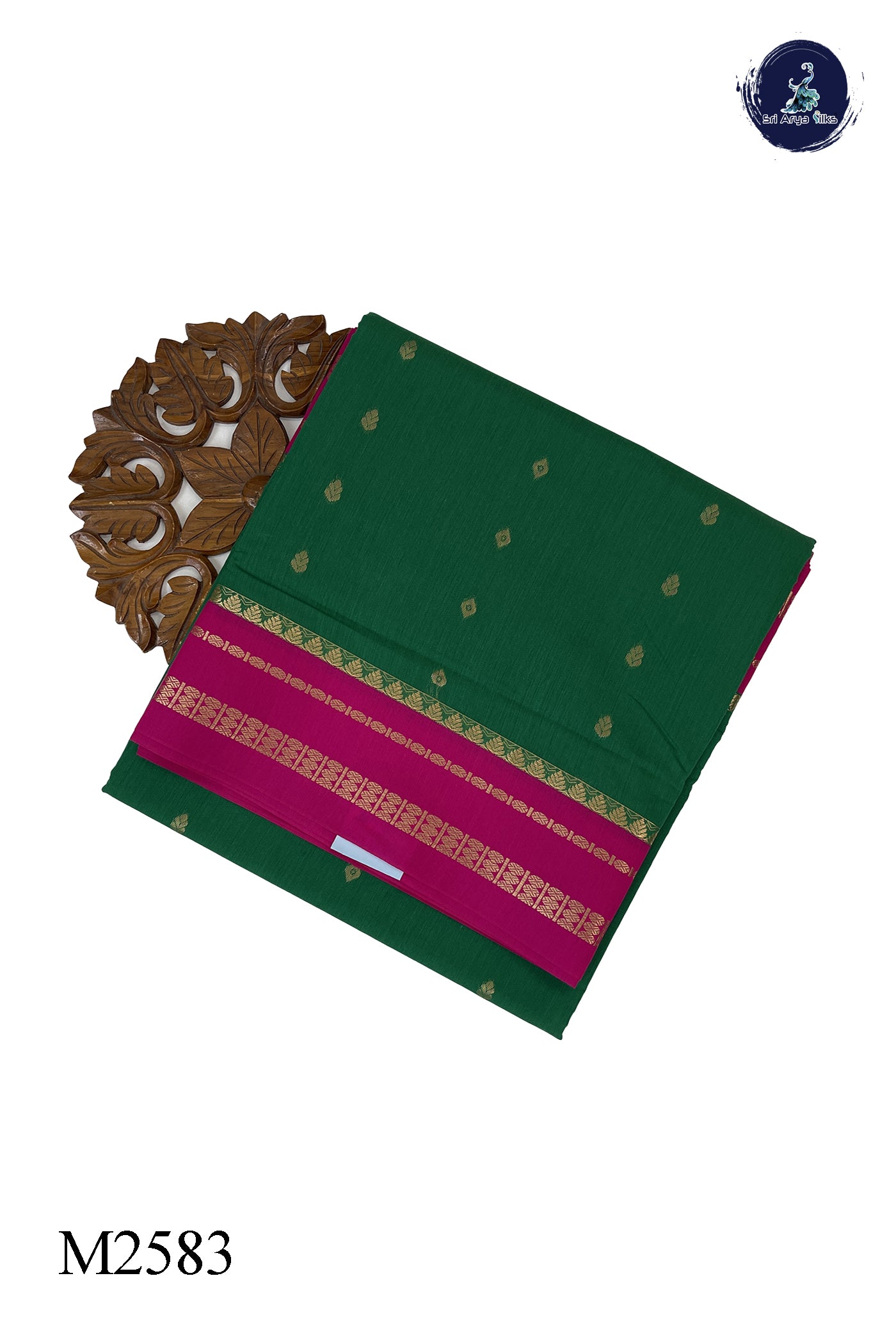 Green Madisar Semi Silk Cotton Saree With Zari Buttas Pattern