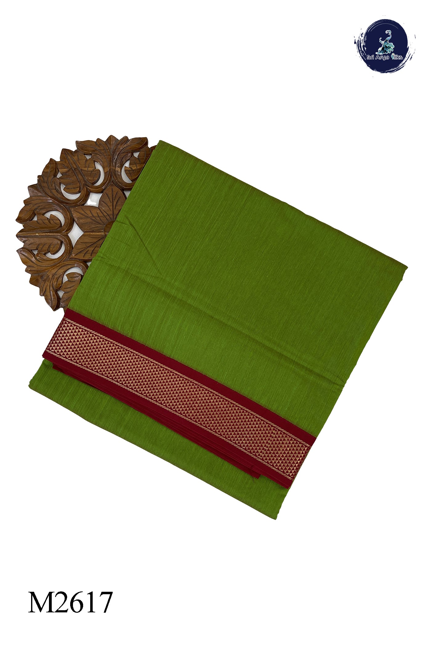 Dual Tone Green Madisar Semi Silk Cotton Saree With Plain Pattern