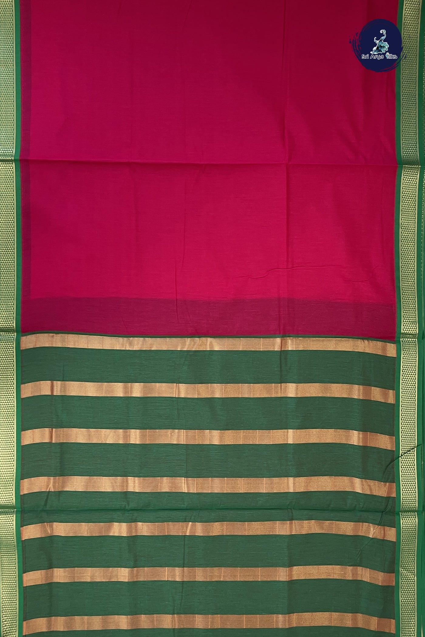 Magenta Pink Madisar Semi Silk Cotton Saree With Plain Pattern