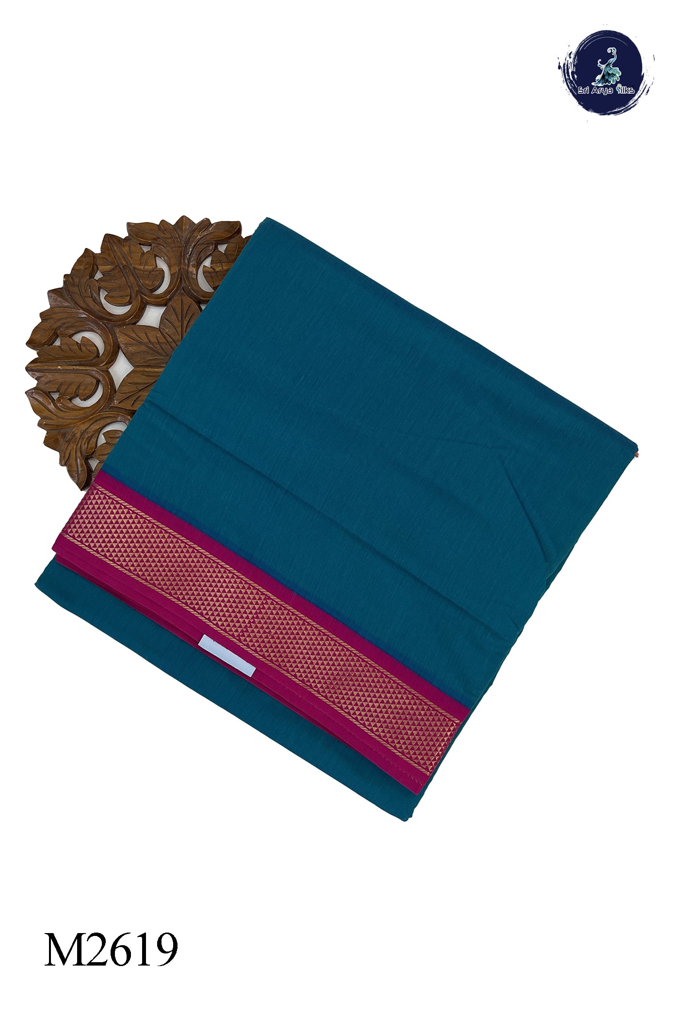 Sapphire Green Madisar Semi Silk Cotton Saree With Plain Pattern