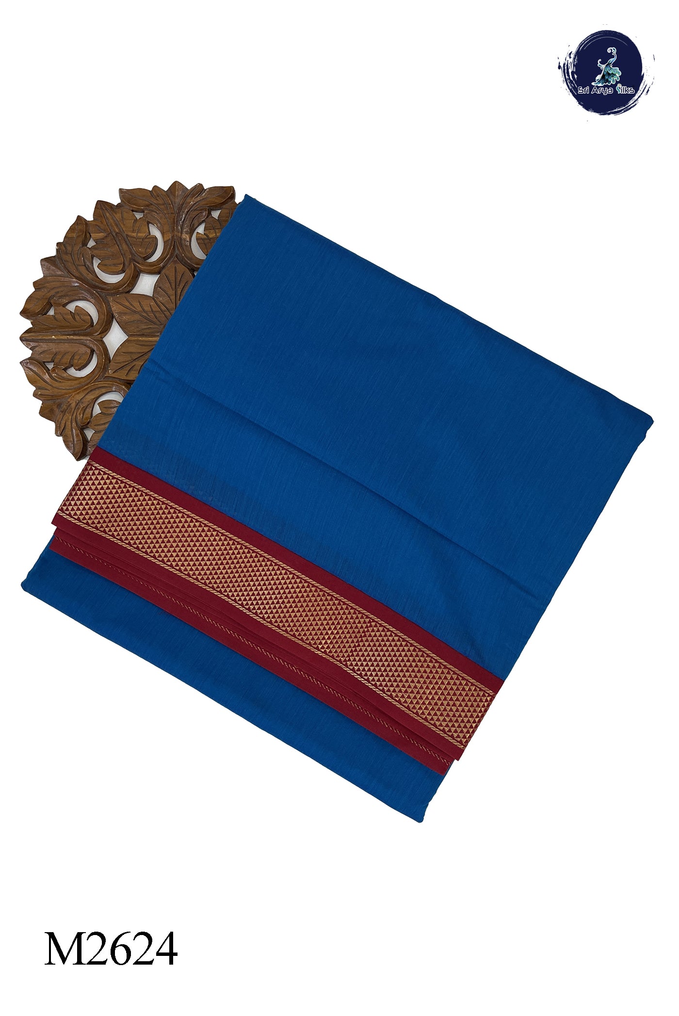 Blue Madisar Semi Silk Cotton Saree With Plain Pattern