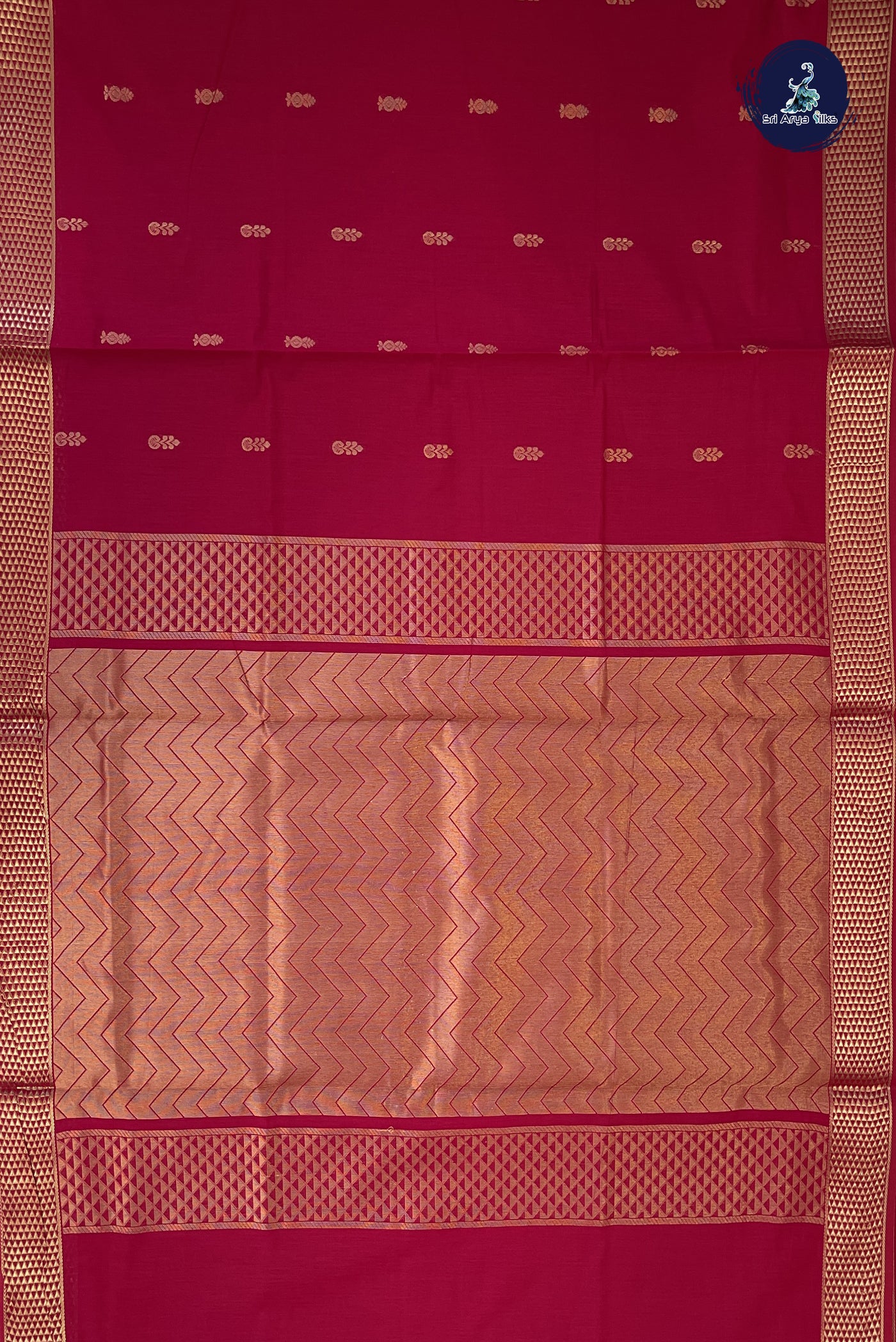 Magenta Pink Madisar Semi Silk Cotton Saree With Buttas Pattern