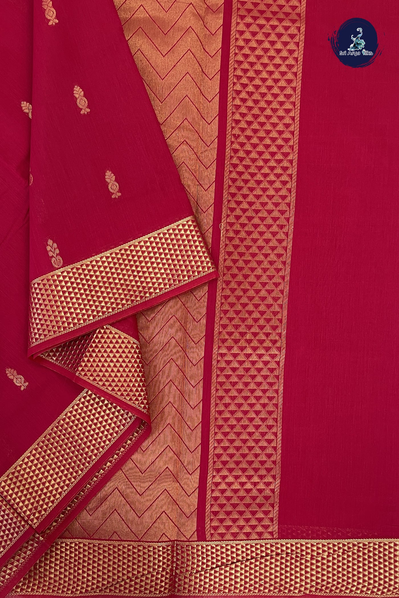 Magenta Pink Madisar Semi Silk Cotton Saree With Buttas Pattern