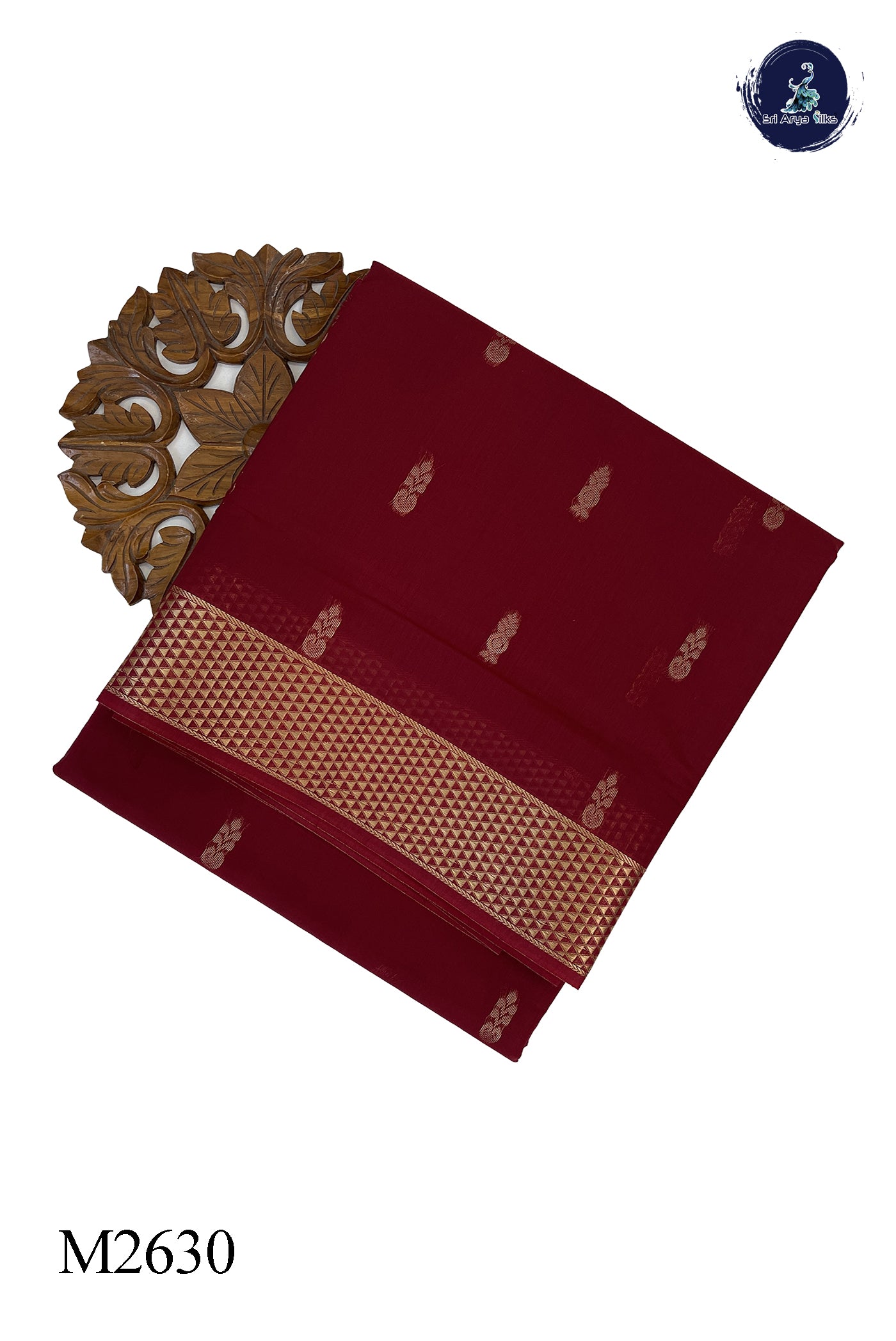 Maroon Madisar Semi Silk Cotton Saree With Buttas Pattern