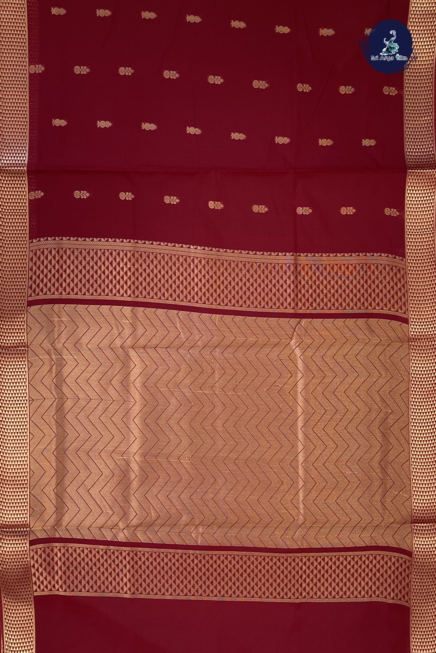 Maroon Madisar Semi Silk Cotton Saree With Buttas Pattern