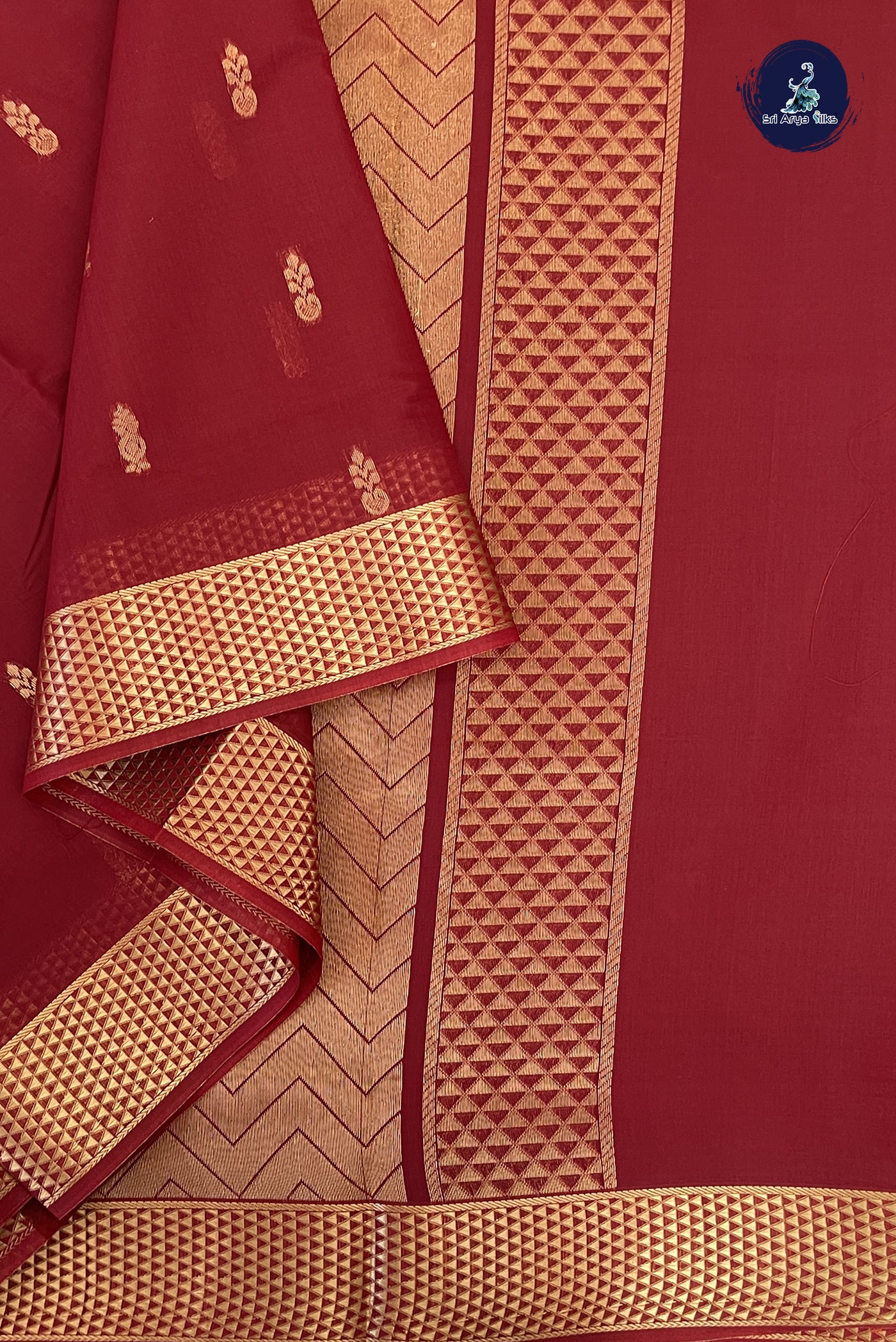 Maroon Madisar Semi Silk Cotton Saree With Buttas Pattern