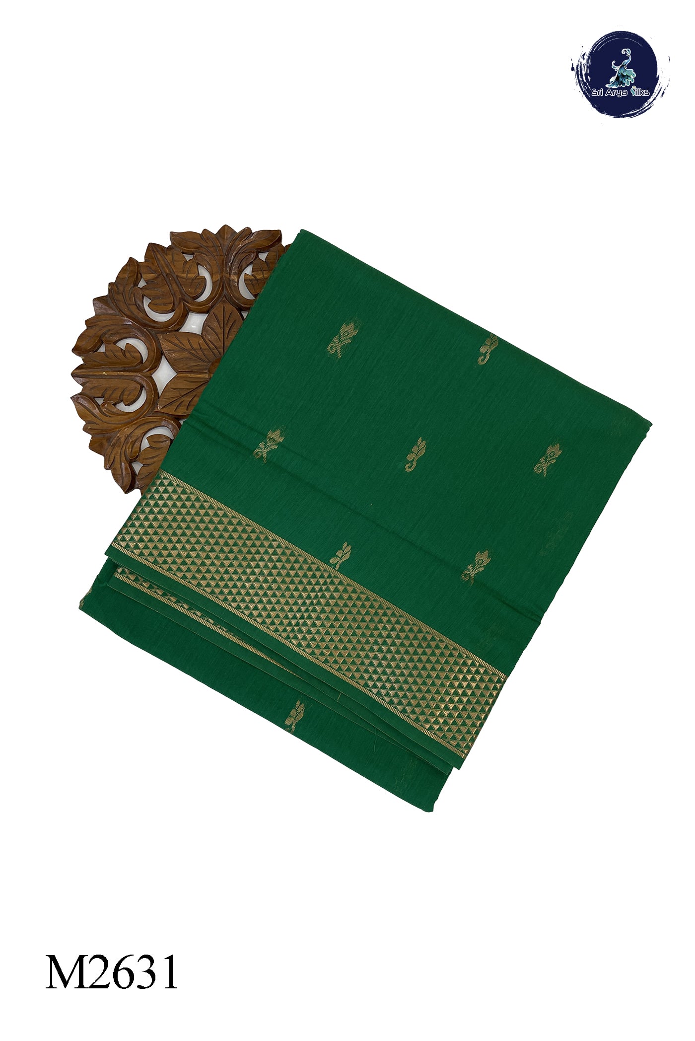 Green Madisar Semi Silk Cotton Saree With Buttas Pattern