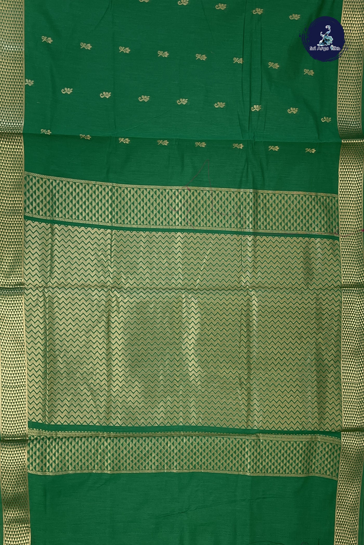 Green Madisar Semi Silk Cotton Saree With Buttas Pattern