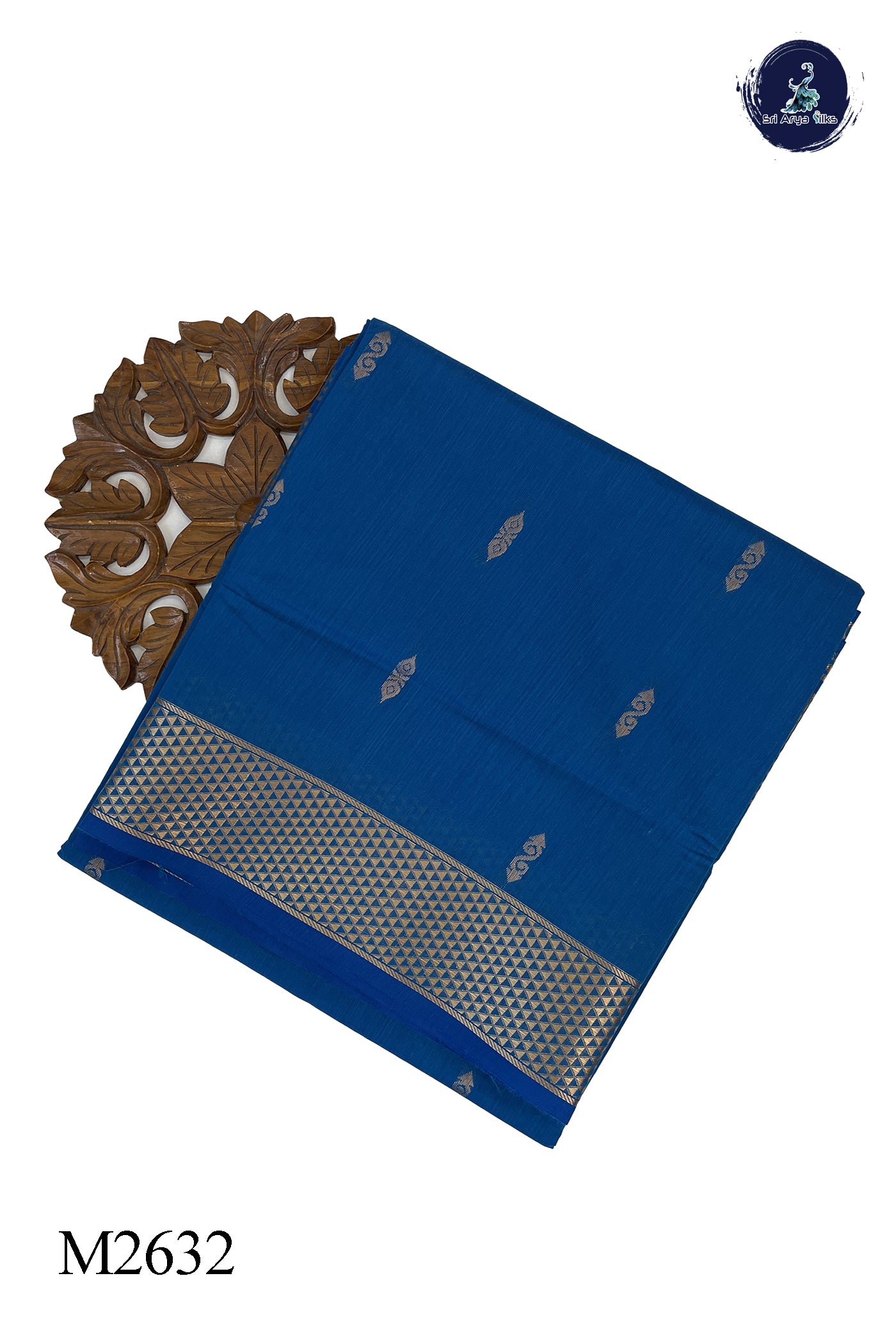 Blue Madisar Semi Silk Cotton Saree With Buttas Pattern