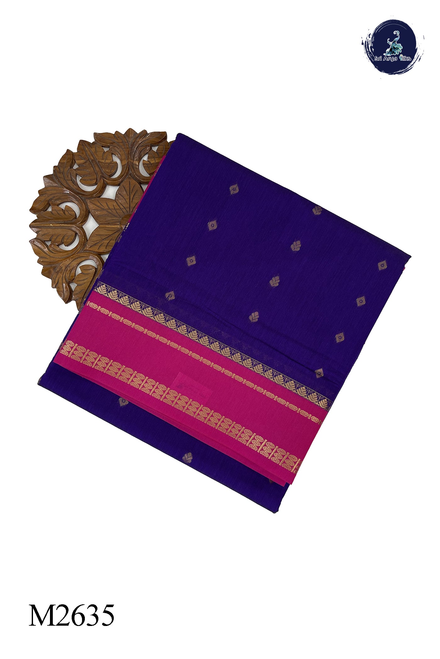 Violet Madisar Semi Silk Cotton Saree With Zari Buttas Pattern