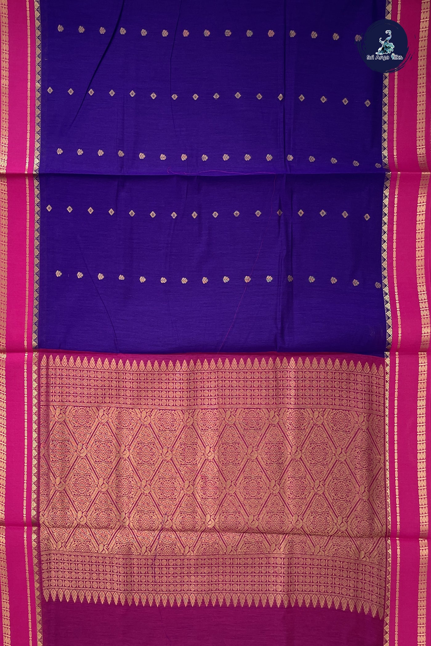 Violet Madisar Semi Silk Cotton Saree With Zari Buttas Pattern