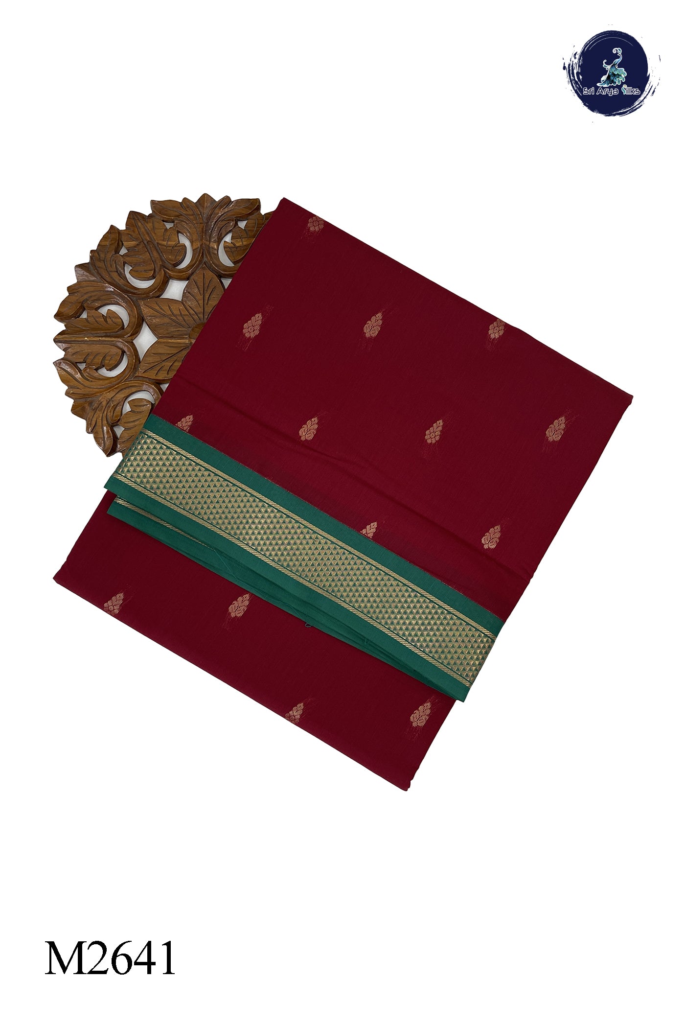 Maroon Madisar Semi Silk Cotton Saree With Zari Buttas Pattern