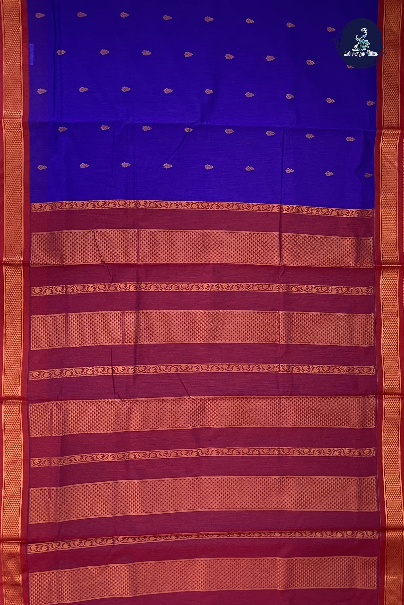 Violet Madisar Semi Silk Cotton Saree With Zari Buttas Pattern