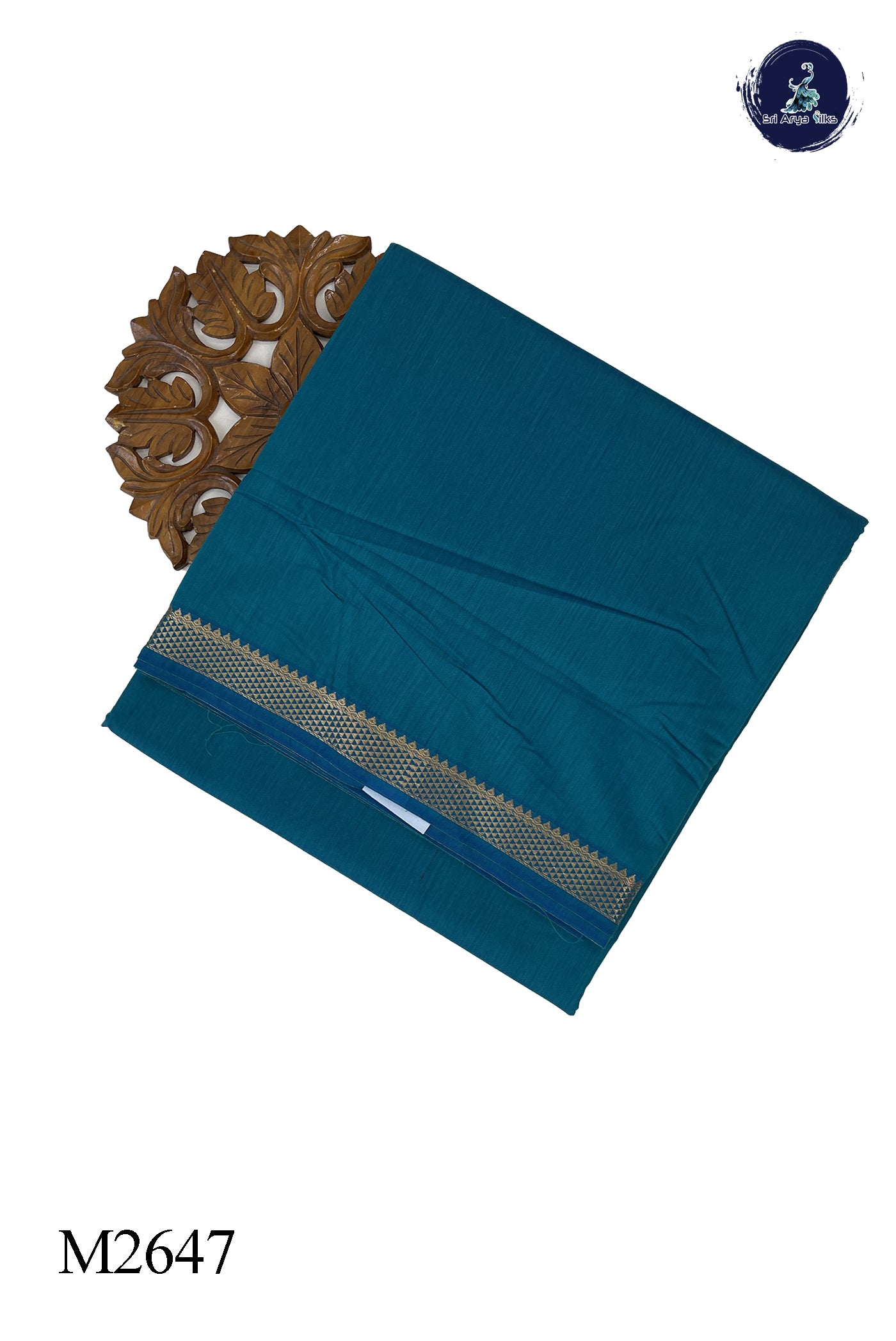 Sapphire Blue Madisar Semi Silk Cotton Saree With Plain Pattern