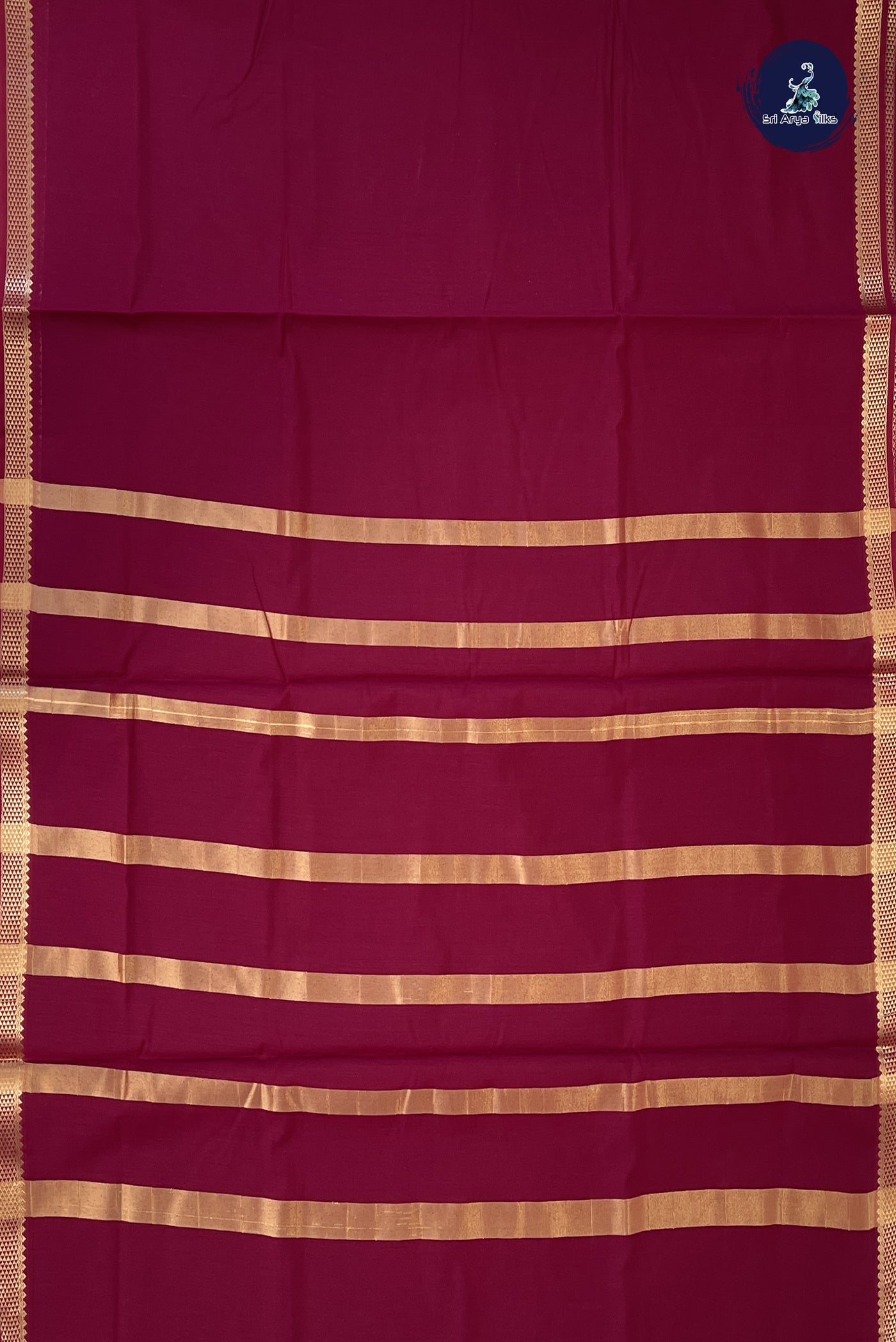 Maroon Madisar Semi Silk Cotton Saree With Plain Pattern