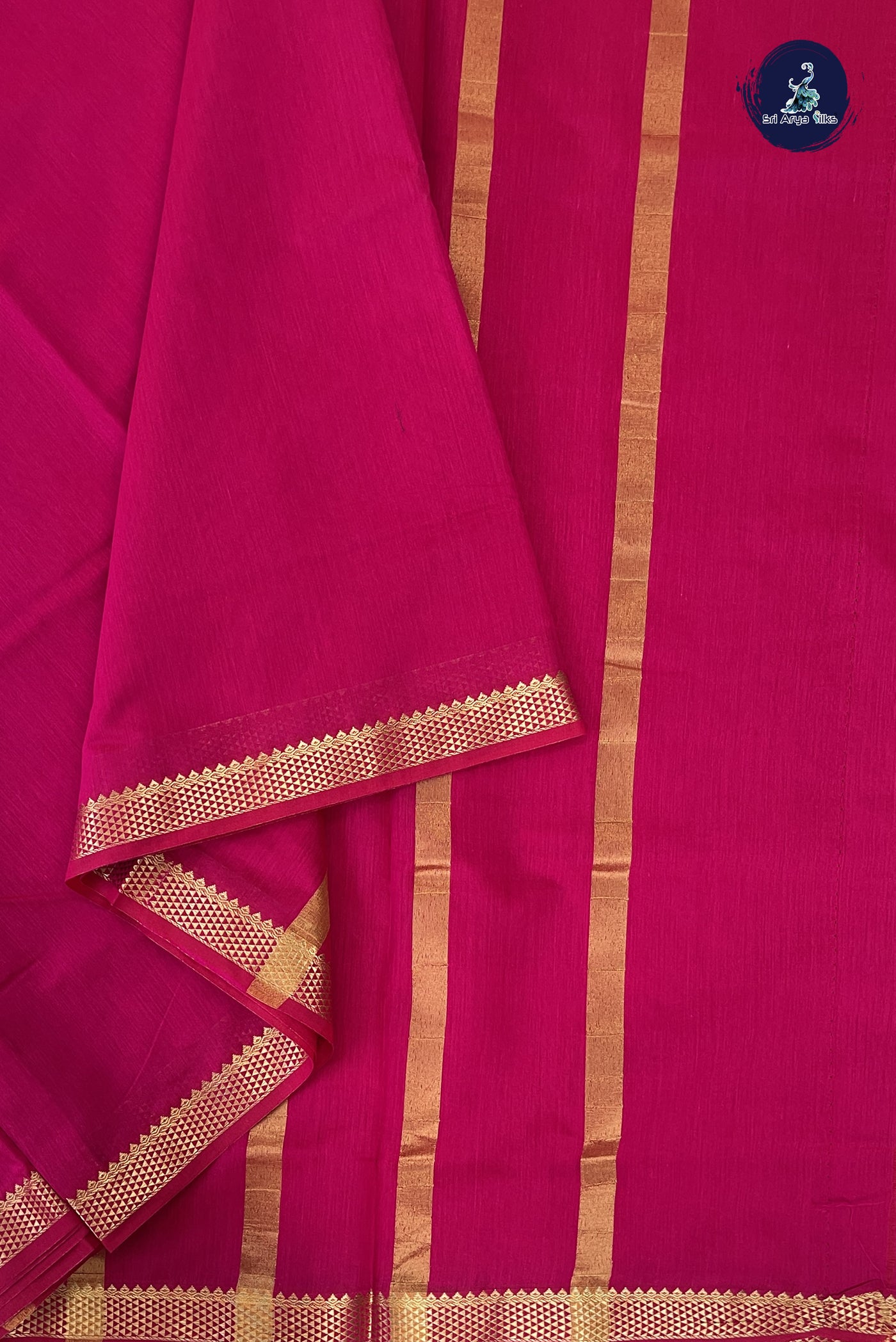 Pink Madisar Semi Silk Cotton Saree With Plain Pattern