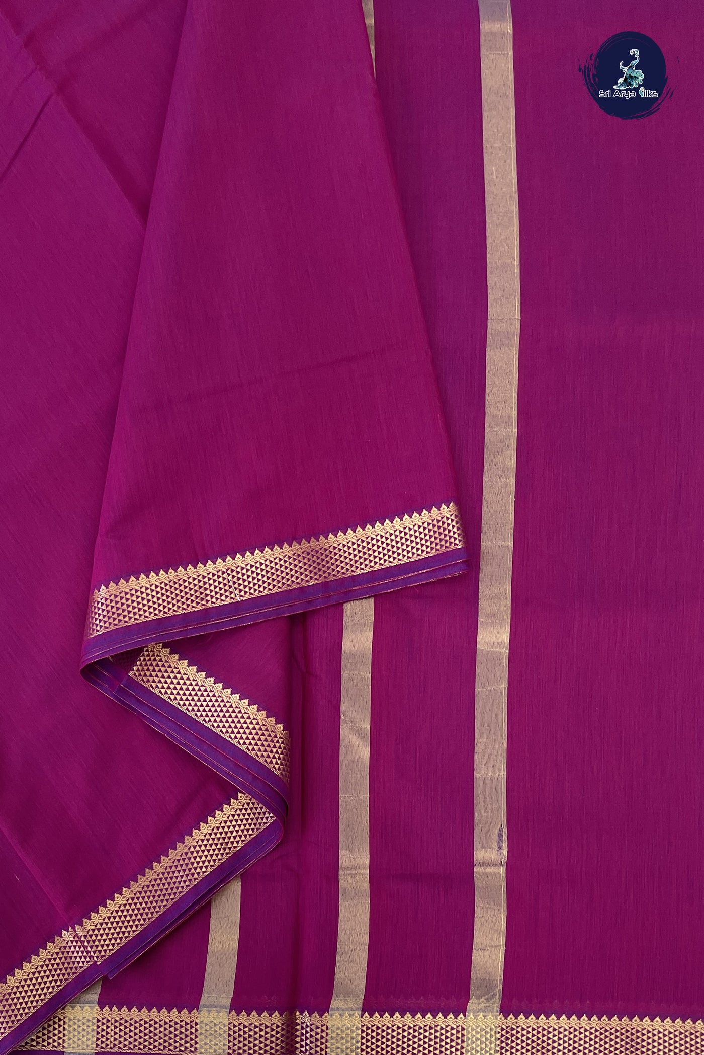 Dual Tone Purple Madisar Semi Silk Cotton Saree With Plain Pattern