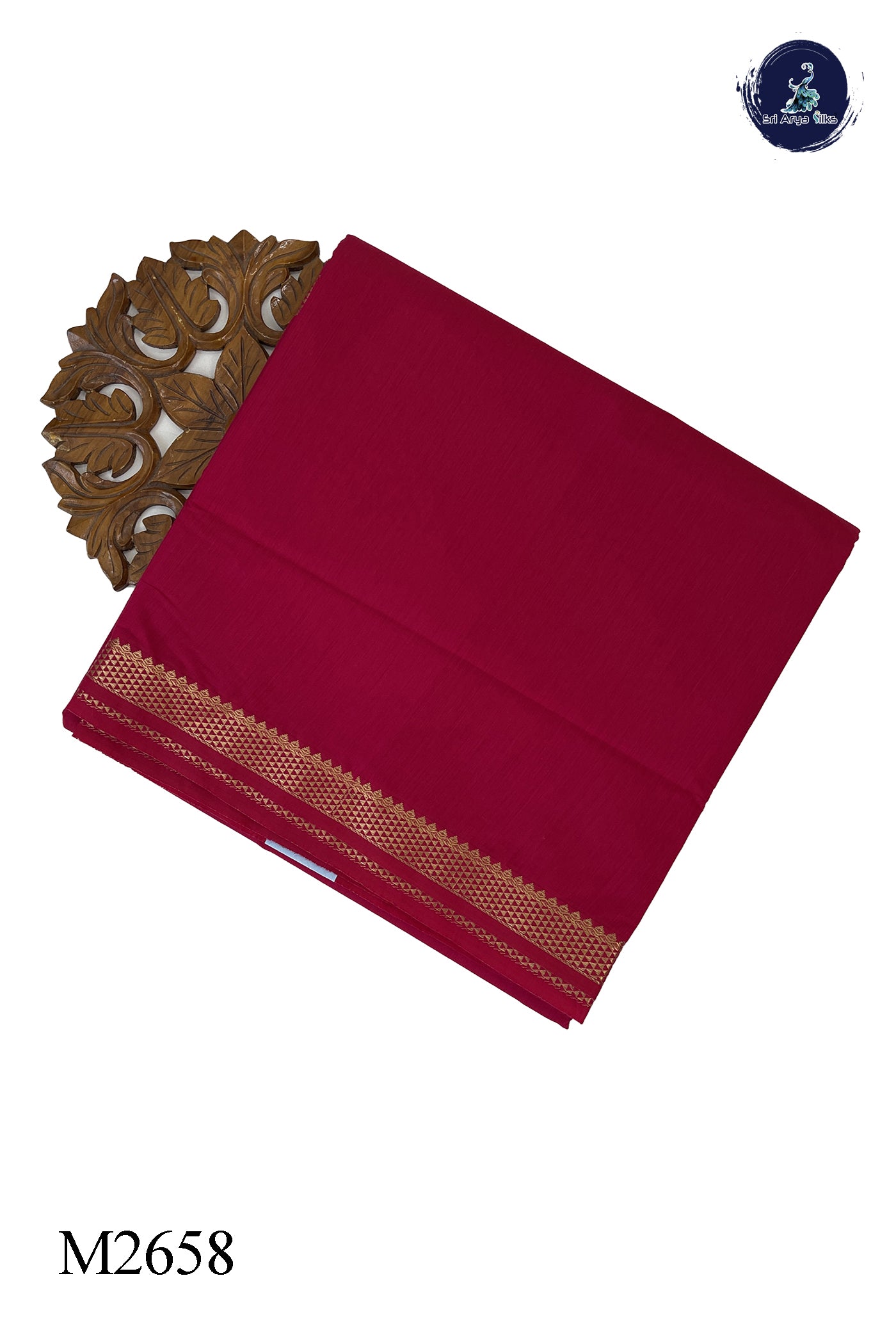 Reddish Pink Madisar Semi Silk Cotton Saree With Plain Pattern