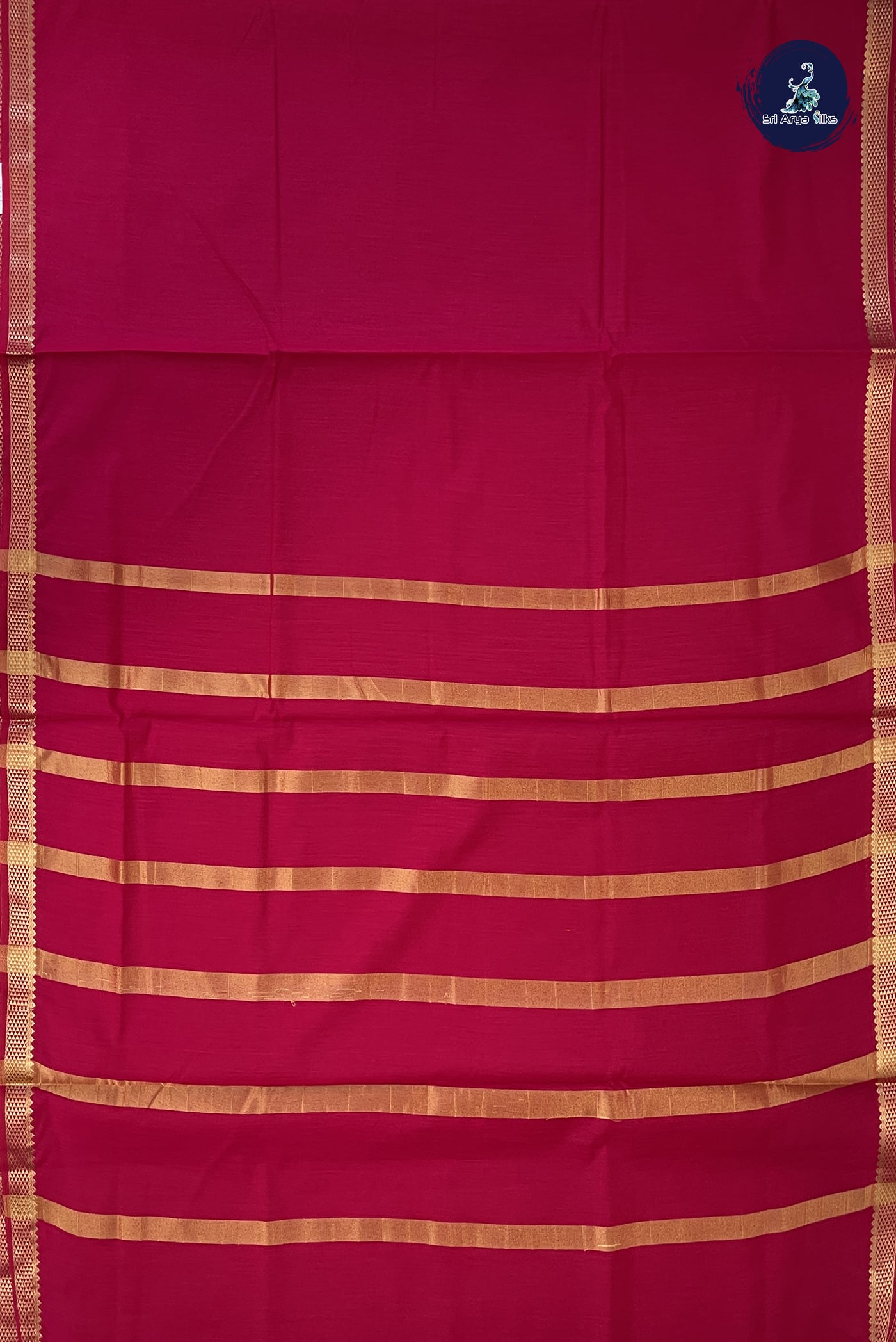 Reddish Pink Madisar Semi Silk Cotton Saree With Plain Pattern