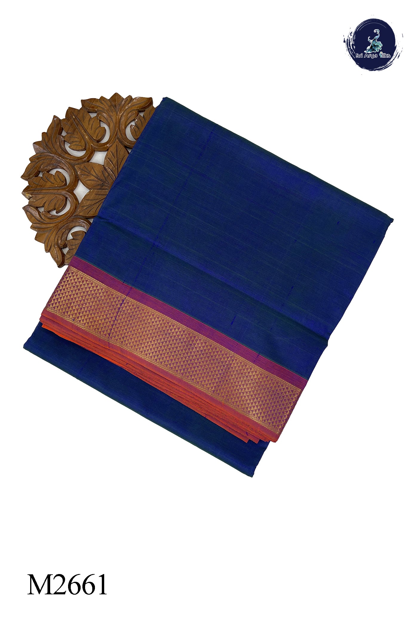 Dual Tone Blue 10 Yards Silk Cotton Saree With Plain Pattern